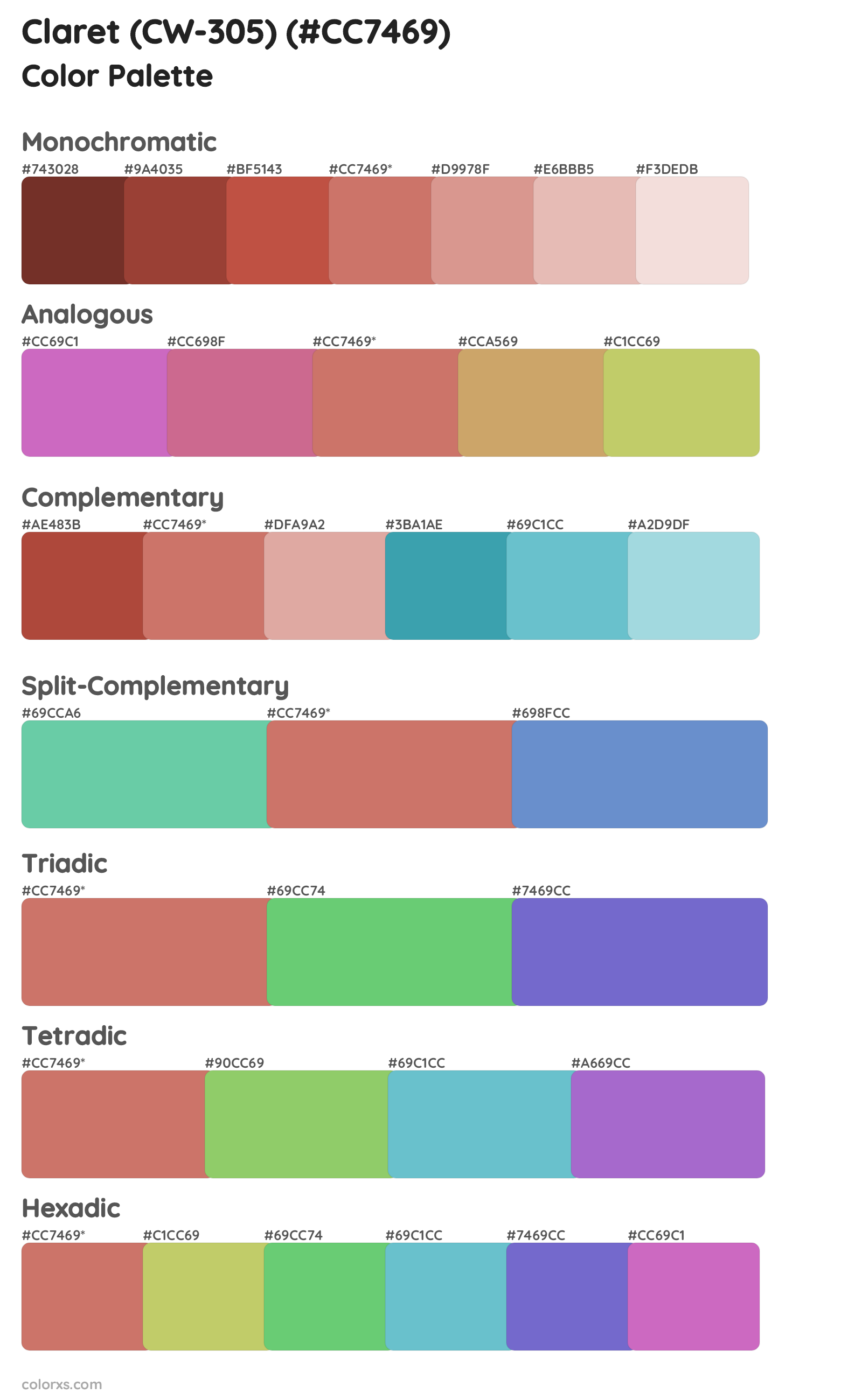 Claret (CW-305) Color Scheme Palettes