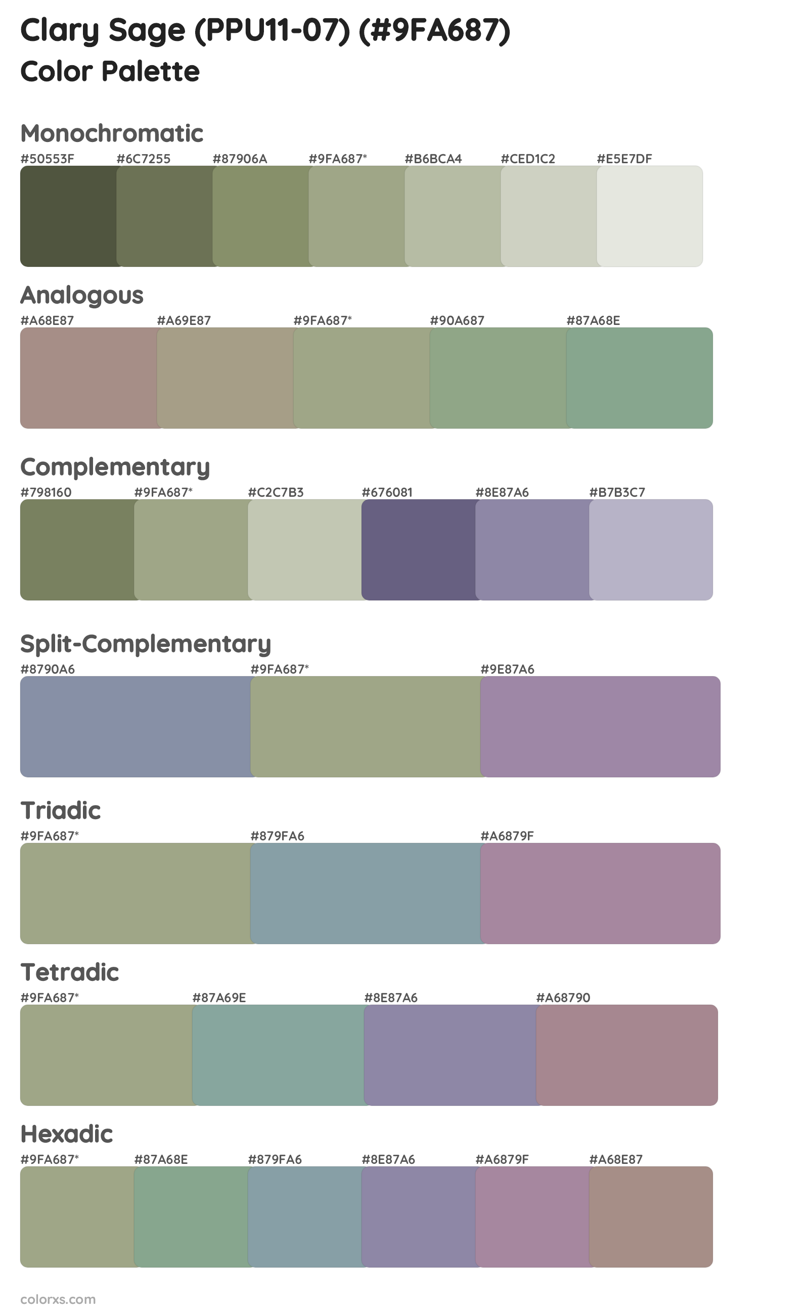 Clary Sage (PPU11-07) Color Scheme Palettes