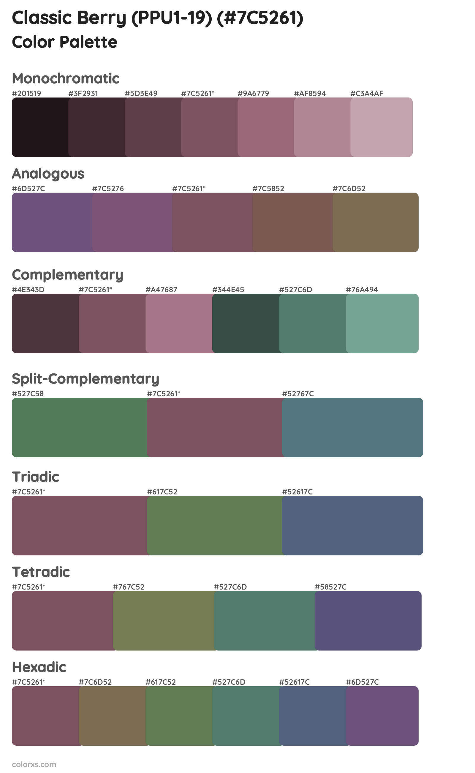 Classic Berry (PPU1-19) Color Scheme Palettes