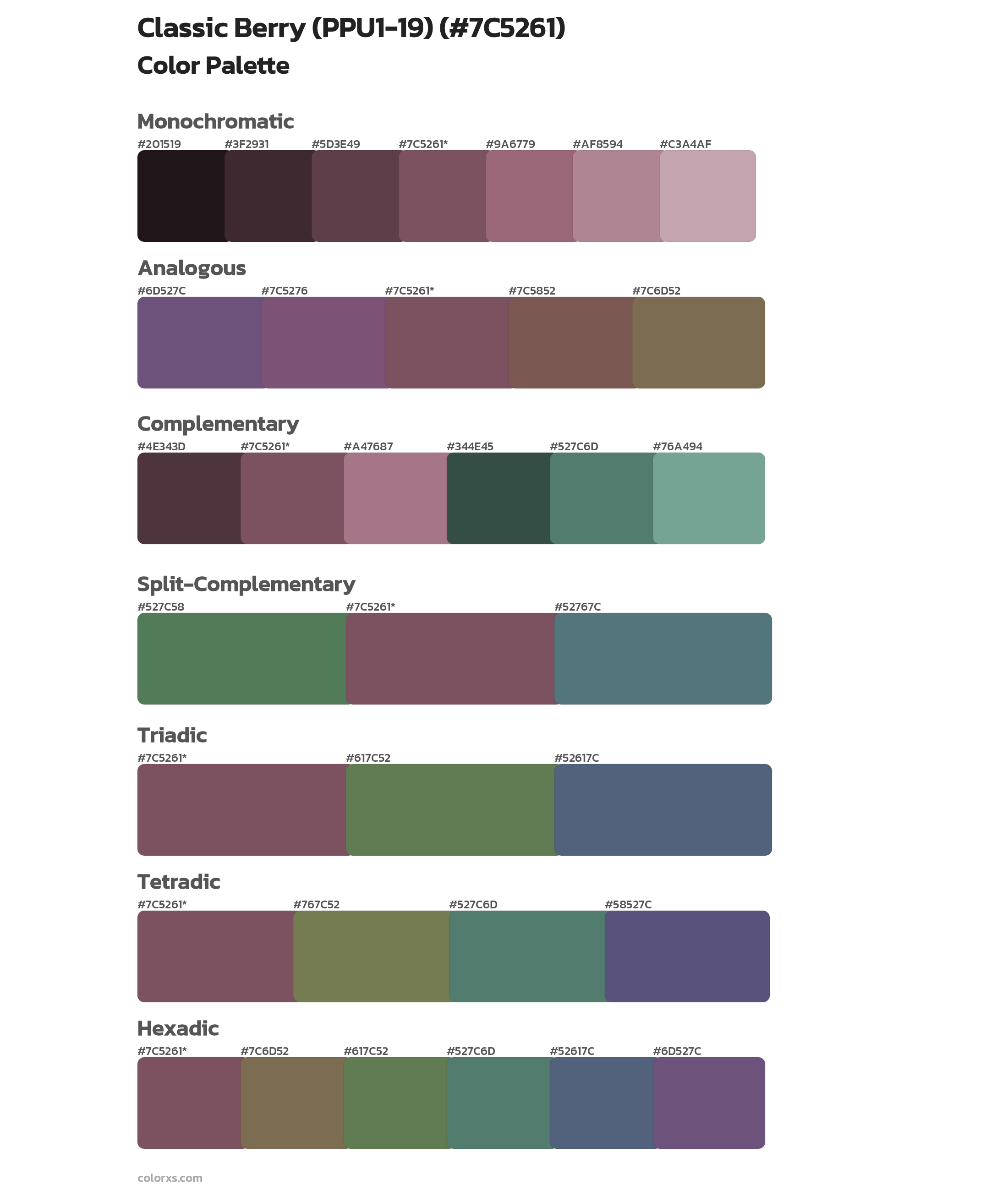 Classic Berry (PPU1-19) Color Scheme Palettes