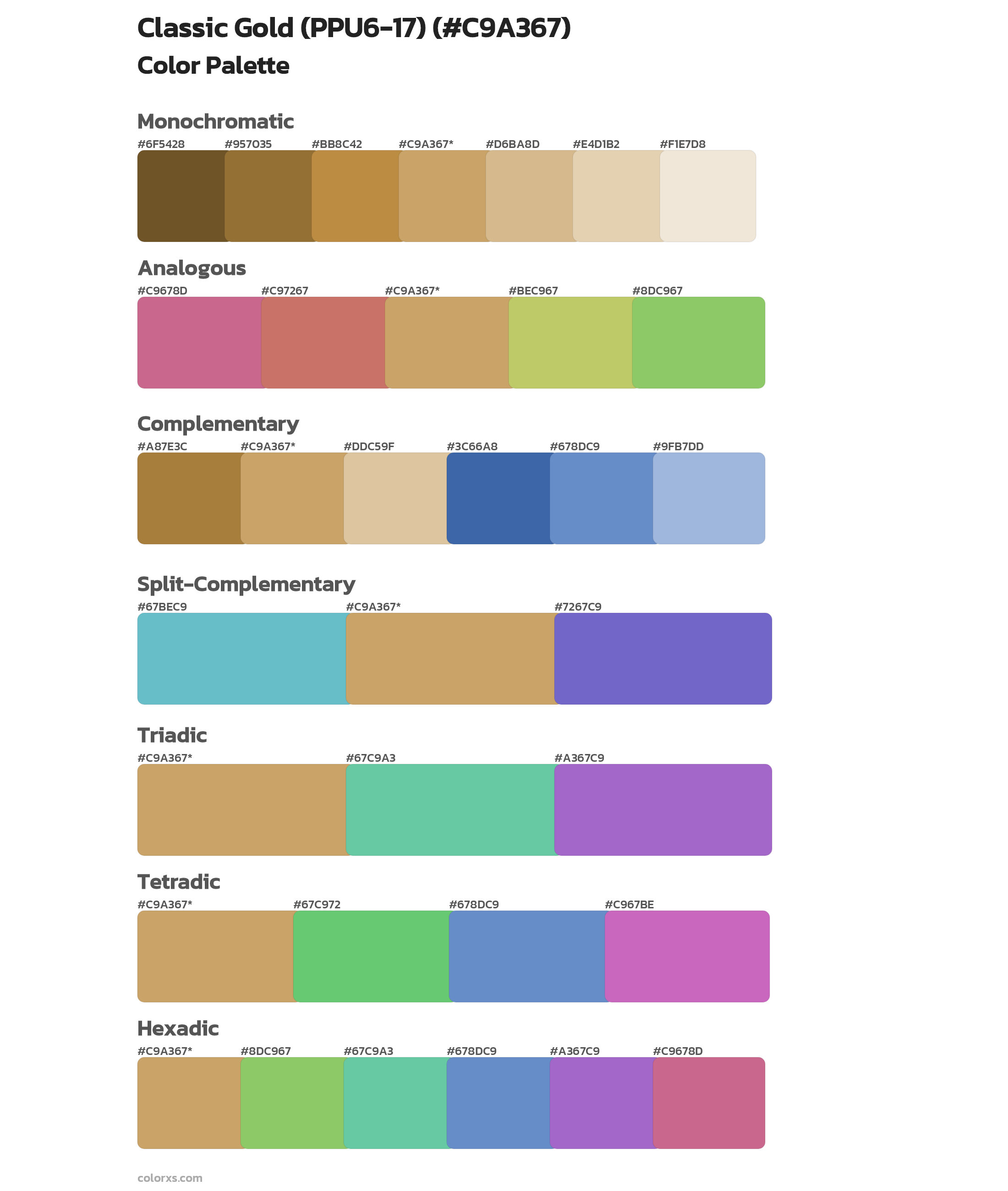 Classic Gold (PPU6-17) Color Scheme Palettes