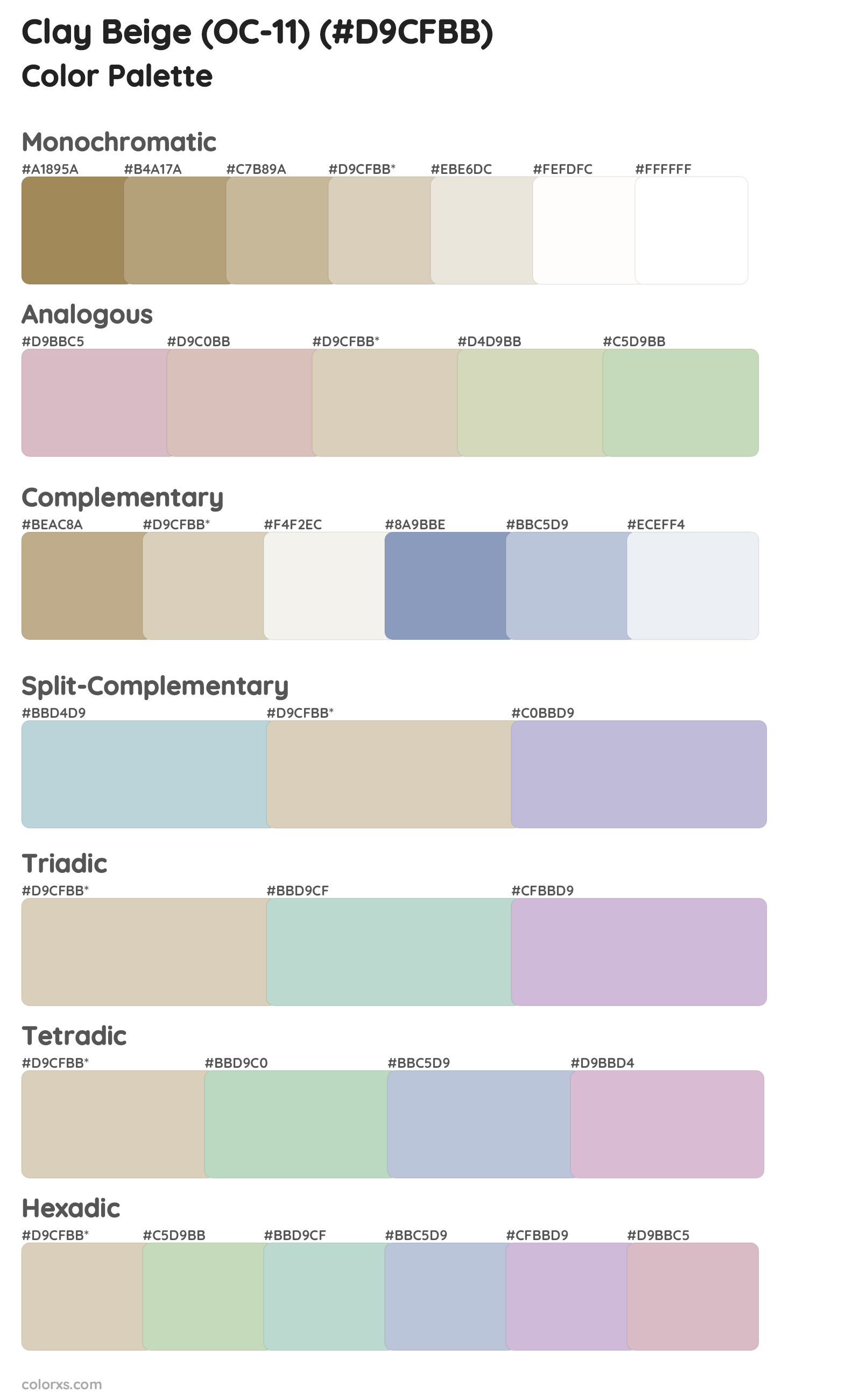 Clay Beige (OC-11) Color Scheme Palettes