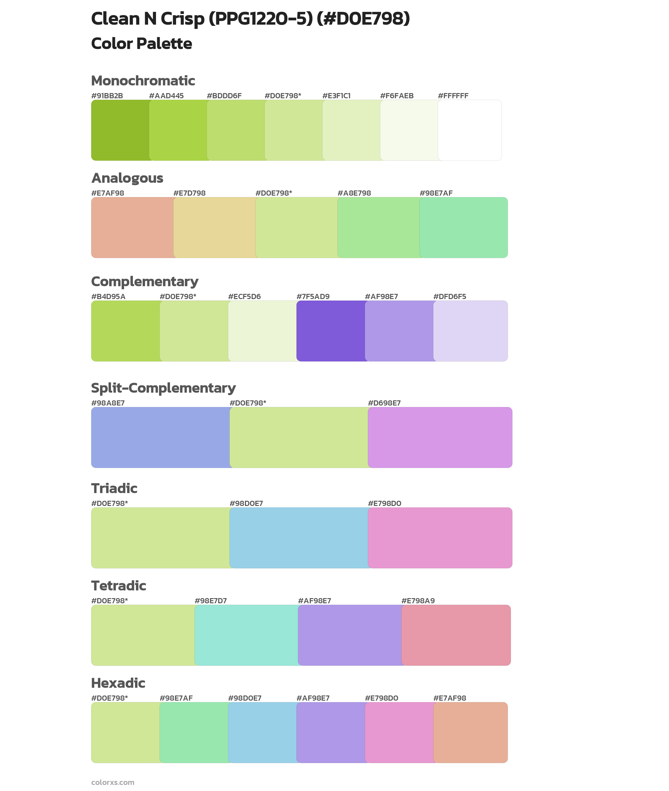 Clean N Crisp (PPG1220-5) Color Scheme Palettes
