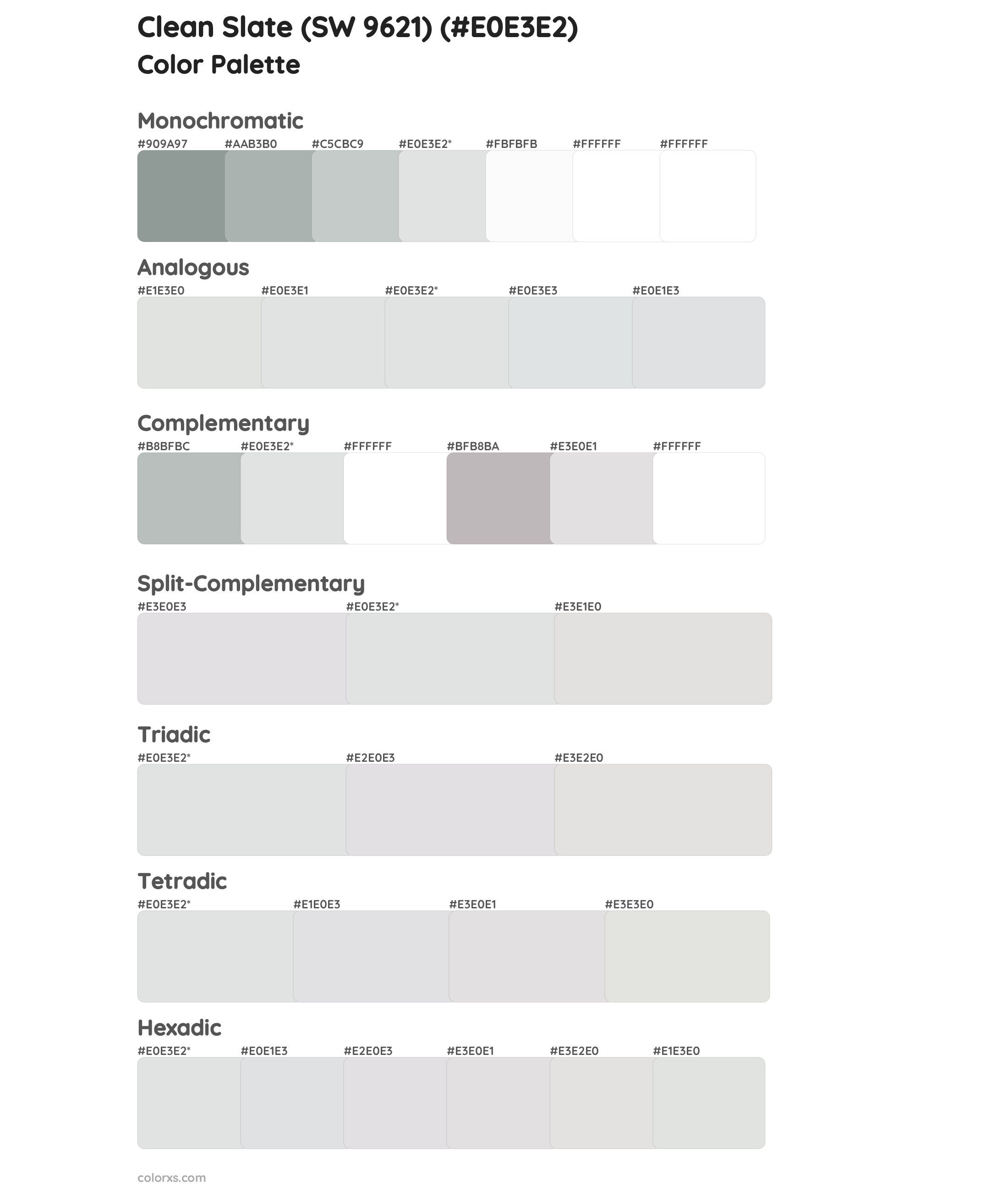 Clean Slate (SW 9621) Color Scheme Palettes