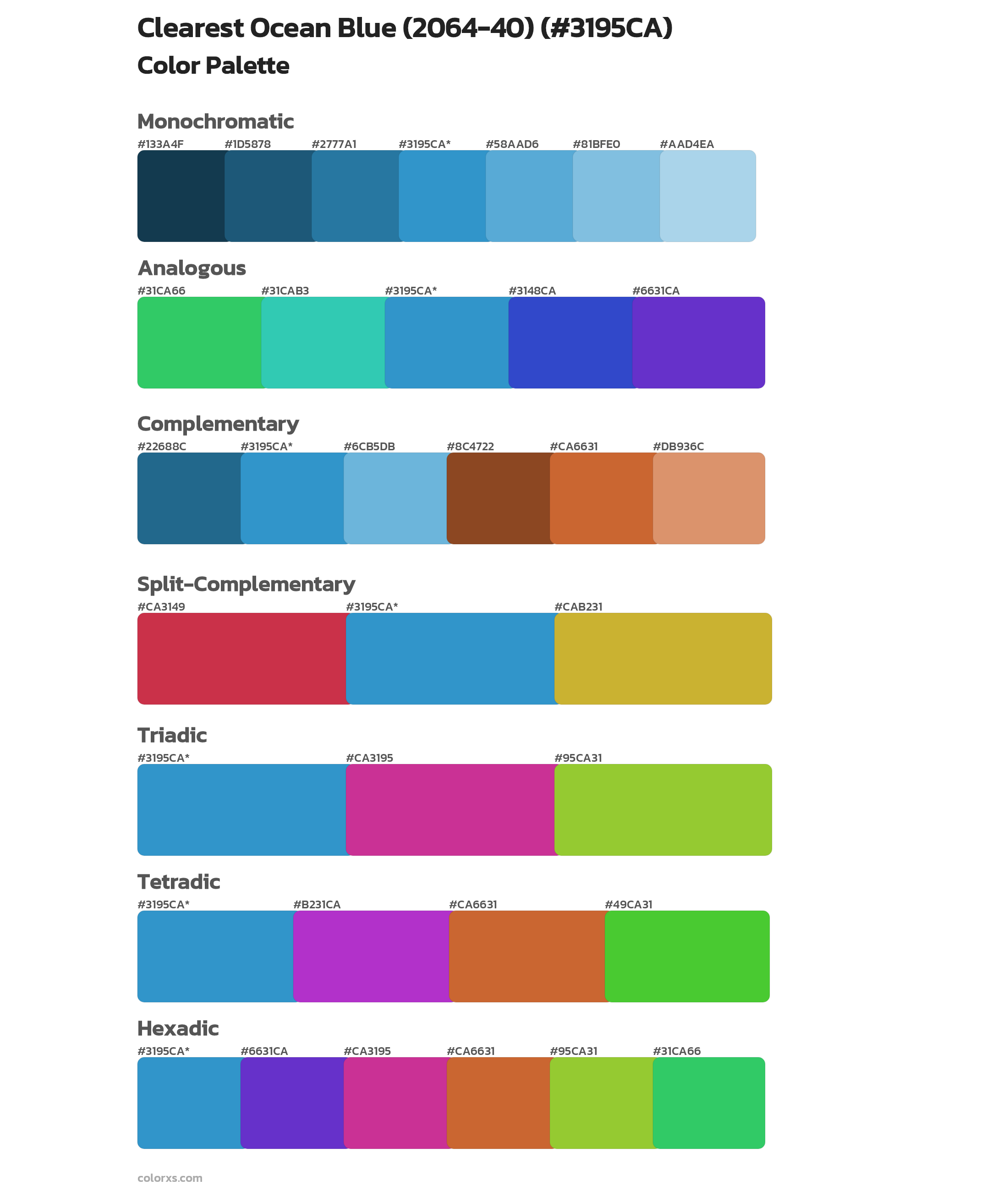 Clearest Ocean Blue (2064-40) Color Scheme Palettes