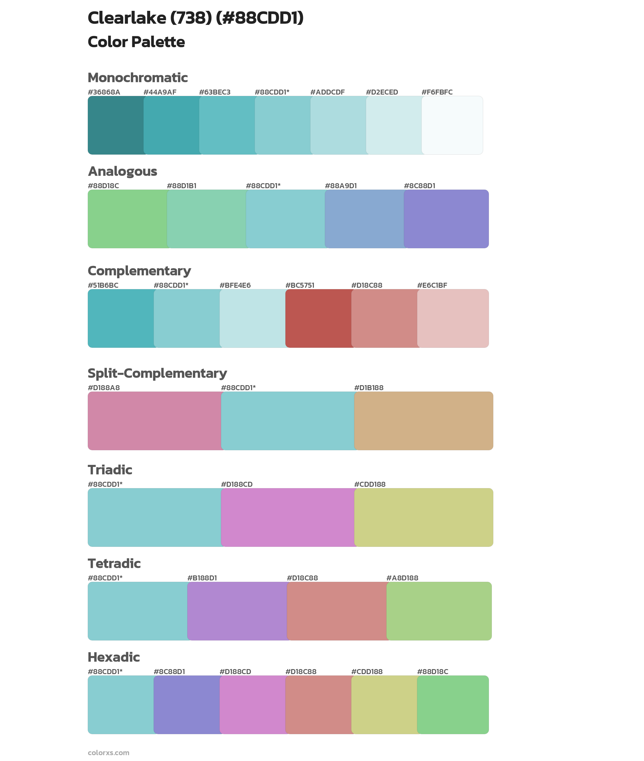 Clearlake (738) Color Scheme Palettes