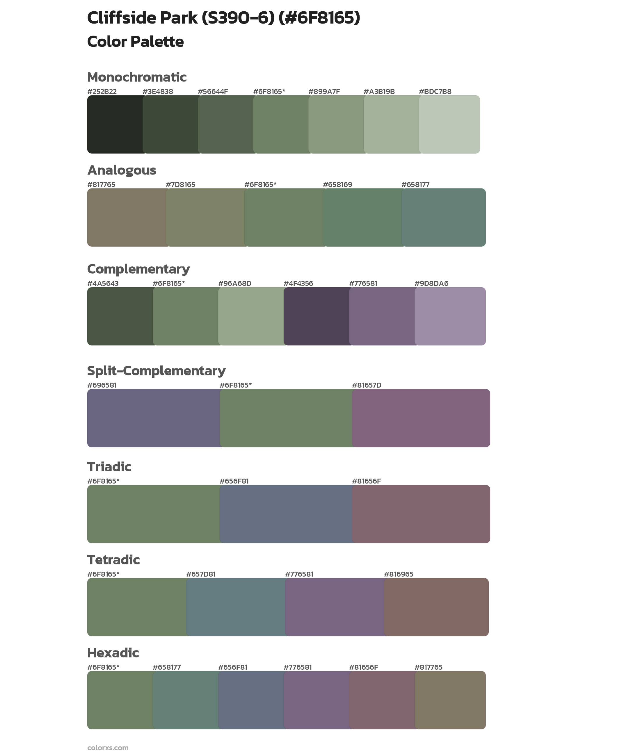 Cliffside Park (S390-6) Color Scheme Palettes