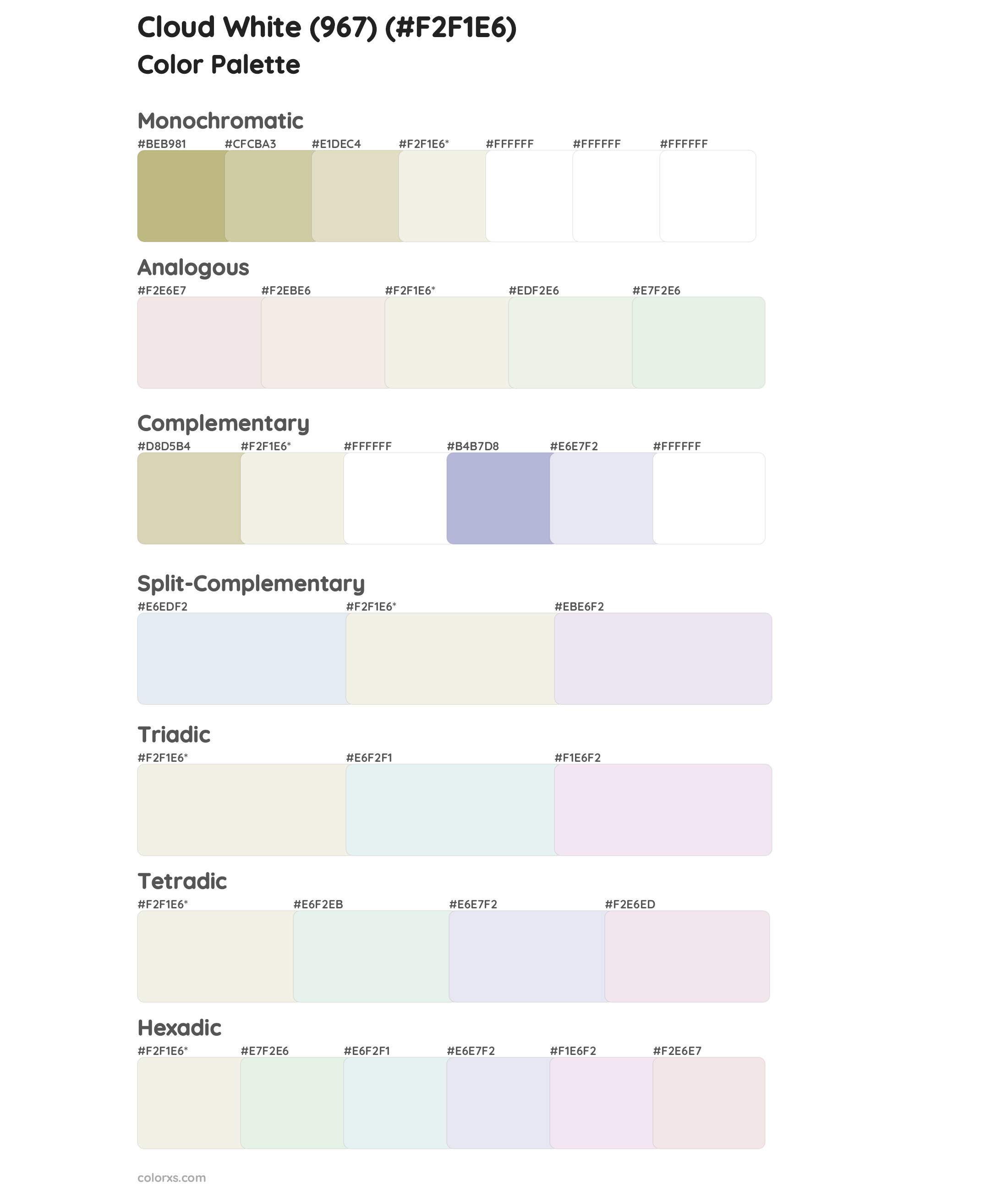 Cloud White (967) Color Scheme Palettes