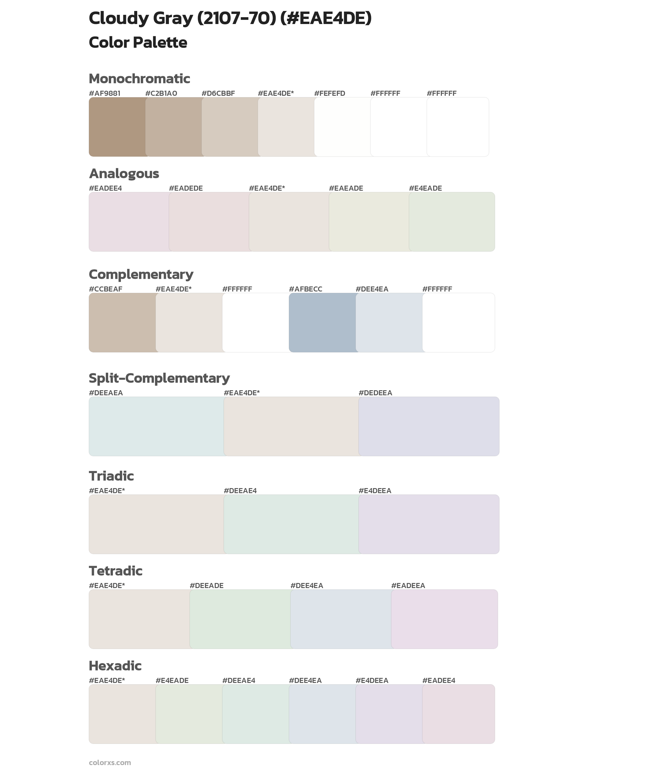 Cloudy Gray (2107-70) Color Scheme Palettes