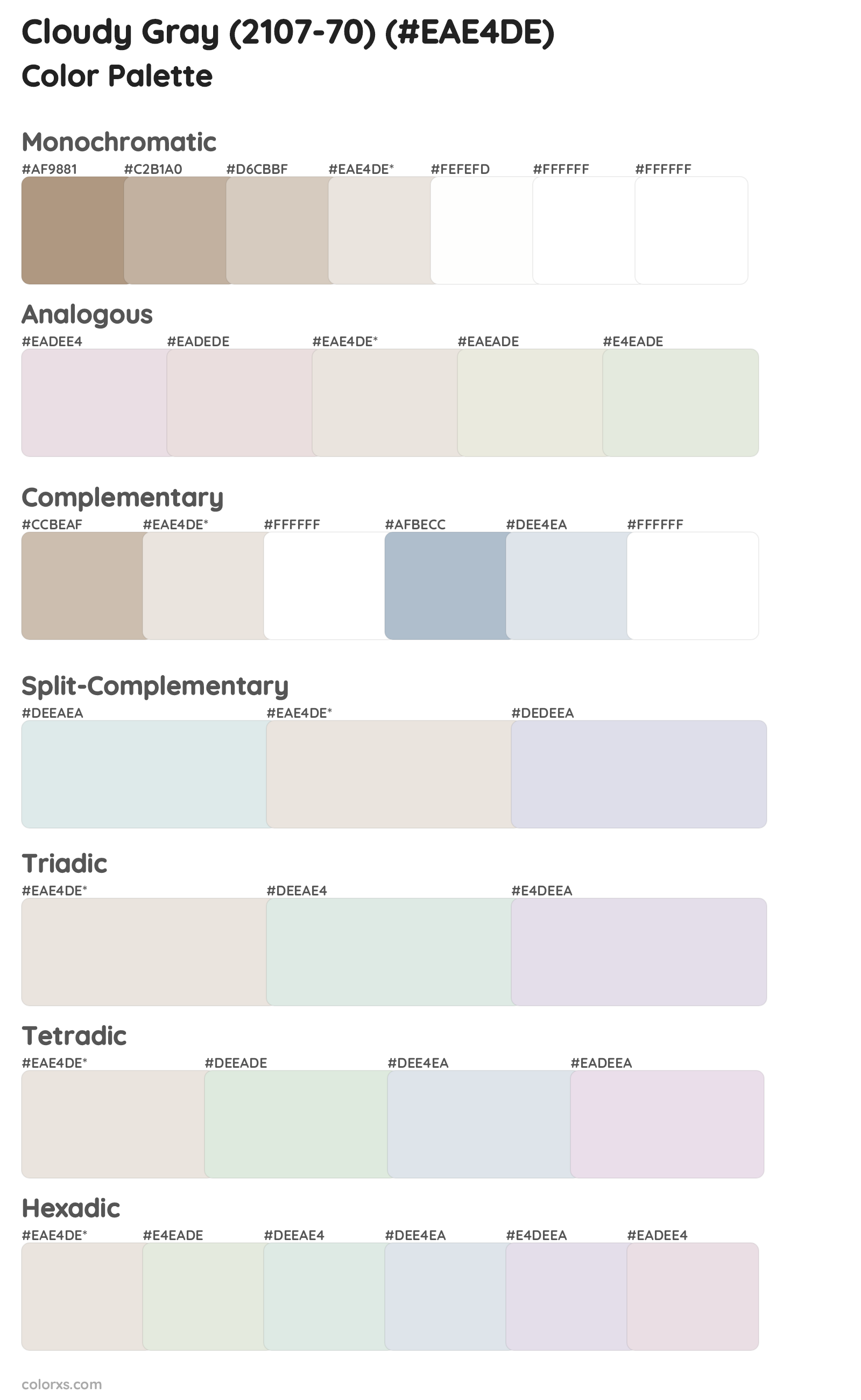 Cloudy Gray (2107-70) Color Scheme Palettes