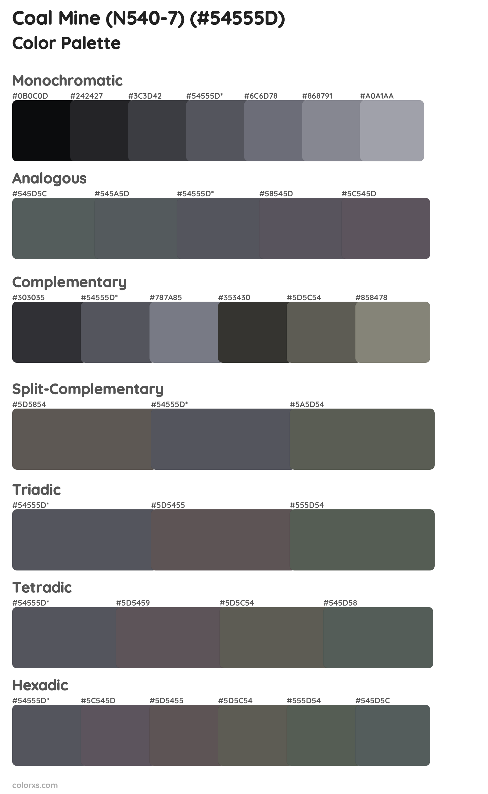 Coal Mine (N540-7) Color Scheme Palettes