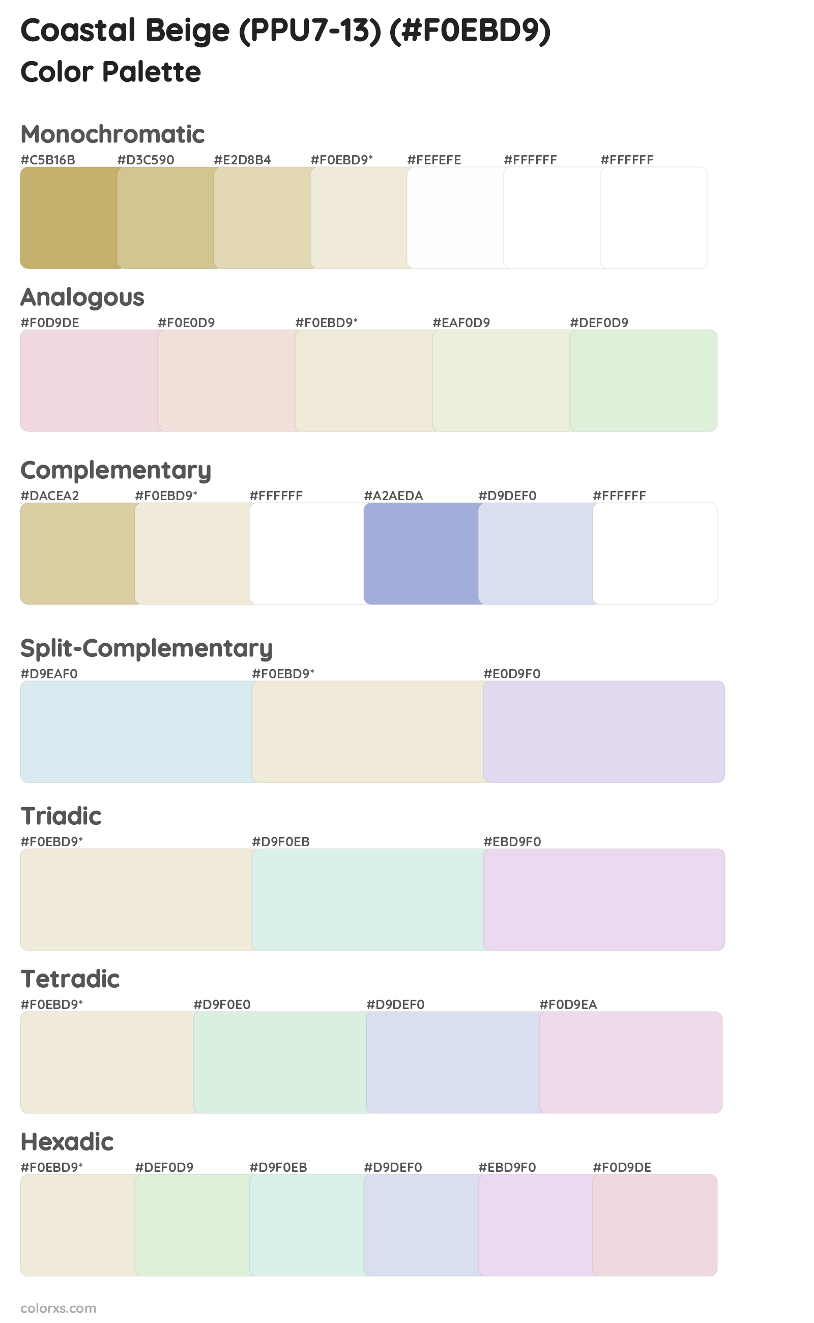Coastal Beige (PPU7-13) Color Scheme Palettes