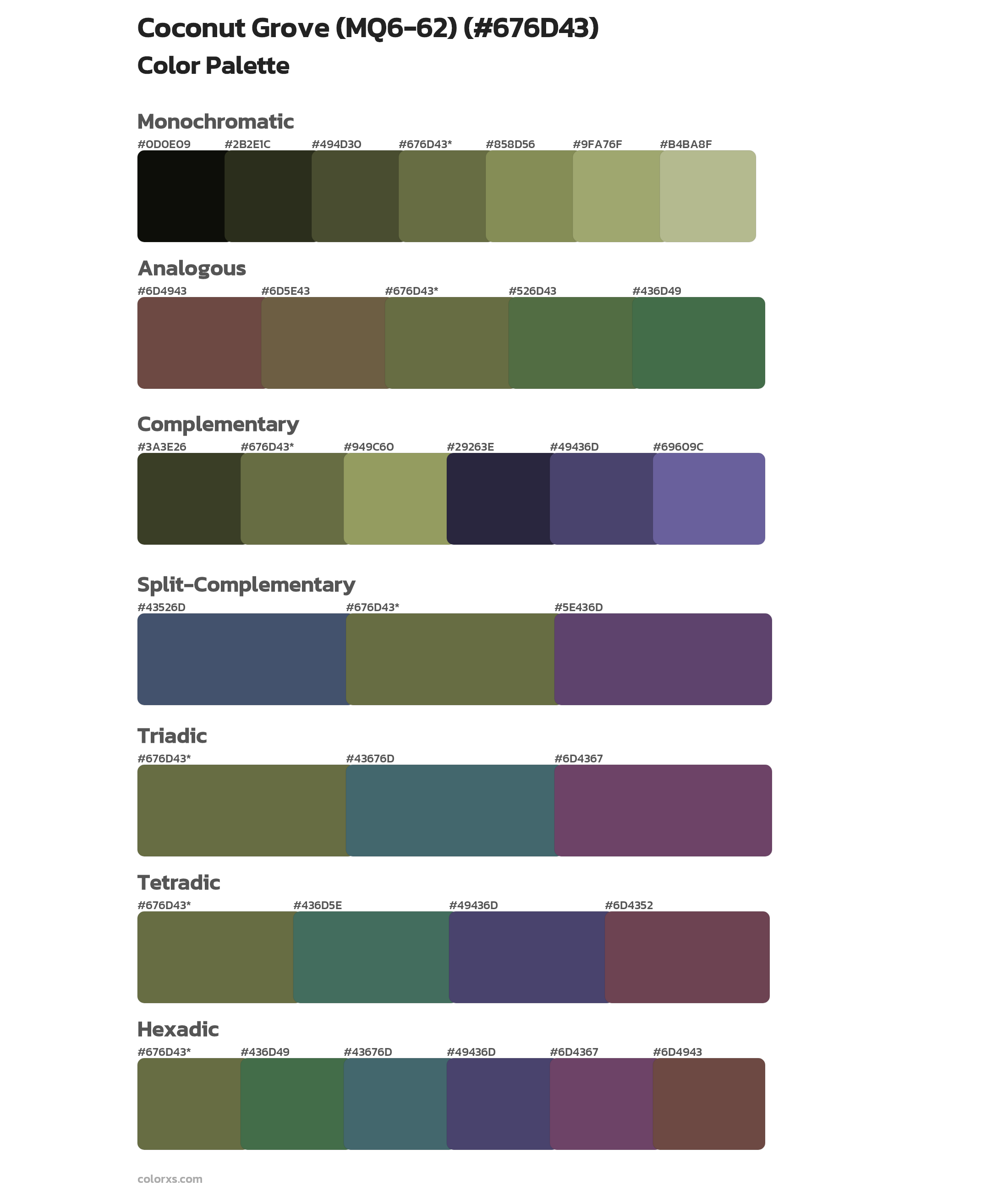 Coconut Grove (MQ6-62) Color Scheme Palettes