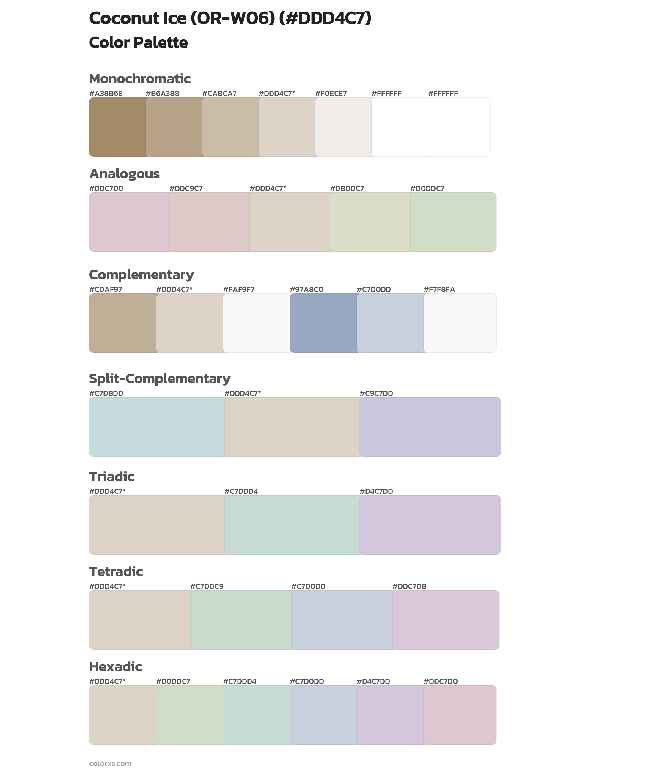 Coconut Ice (OR-W06) Color Scheme Palettes