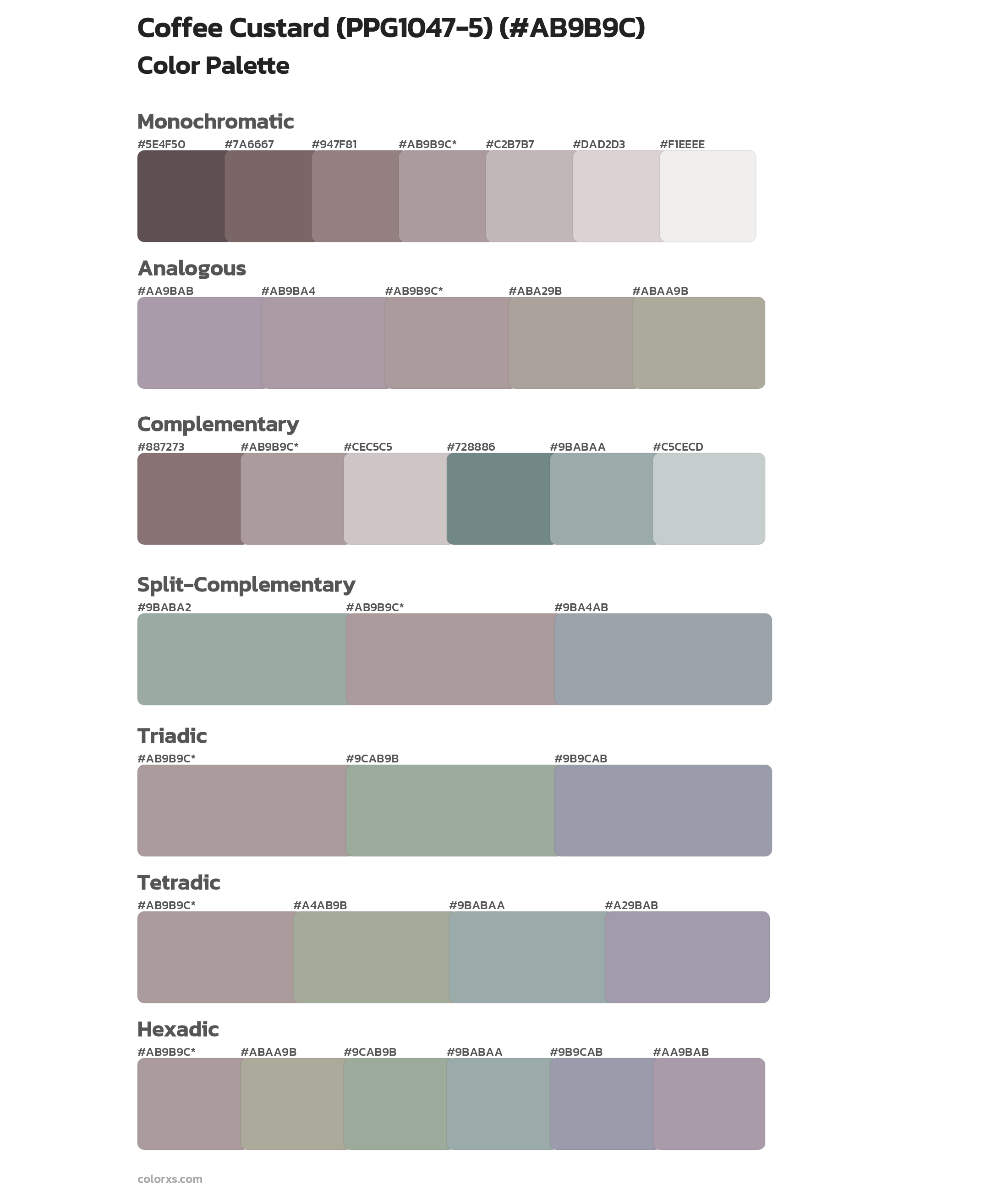 Coffee Custard (PPG1047-5) Color Scheme Palettes
