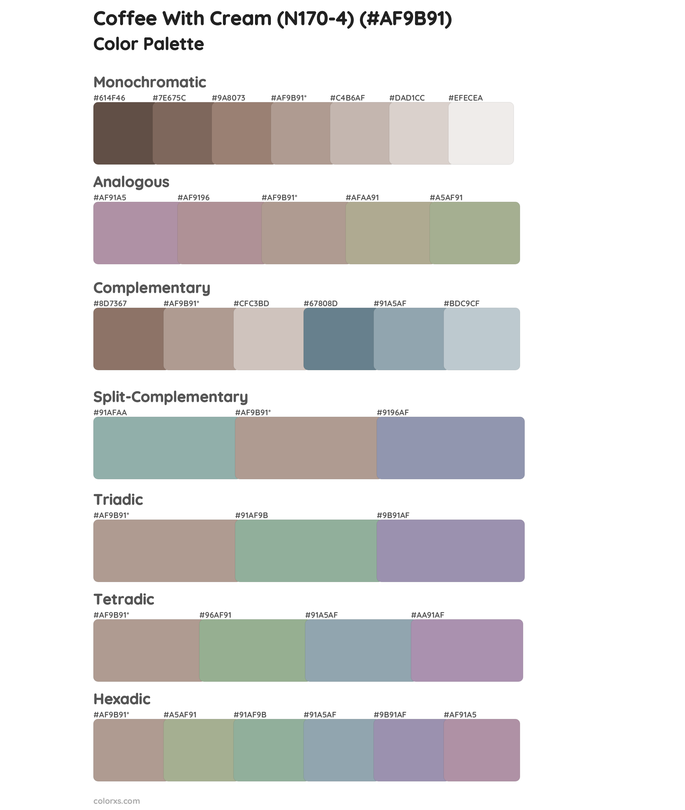 Coffee With Cream (N170-4) Color Scheme Palettes