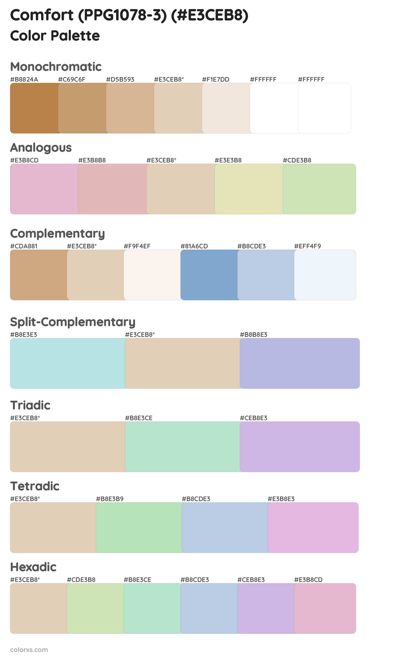 Comfort (PPG1078-3) Color Scheme Palettes