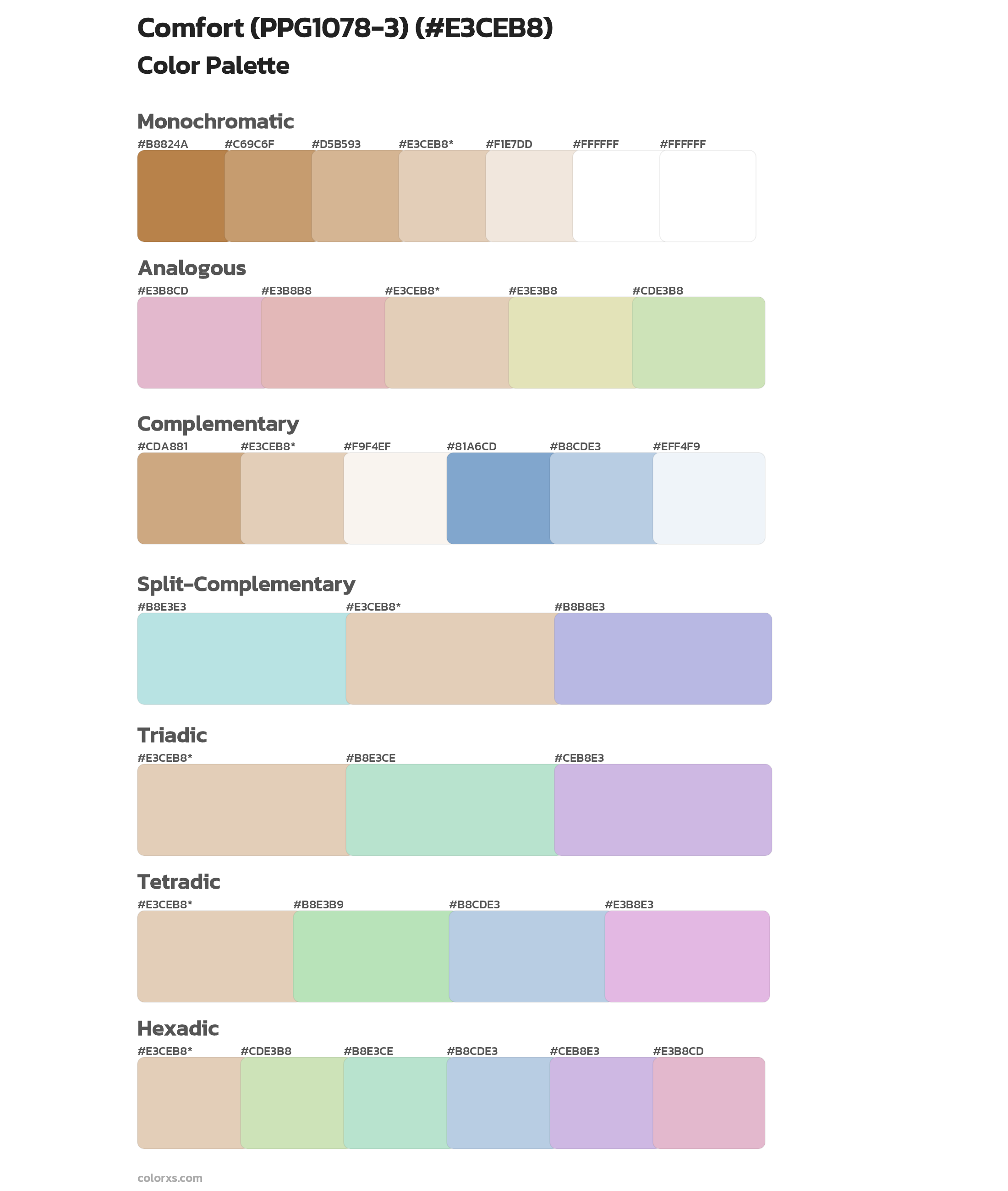 Comfort (PPG1078-3) Color Scheme Palettes