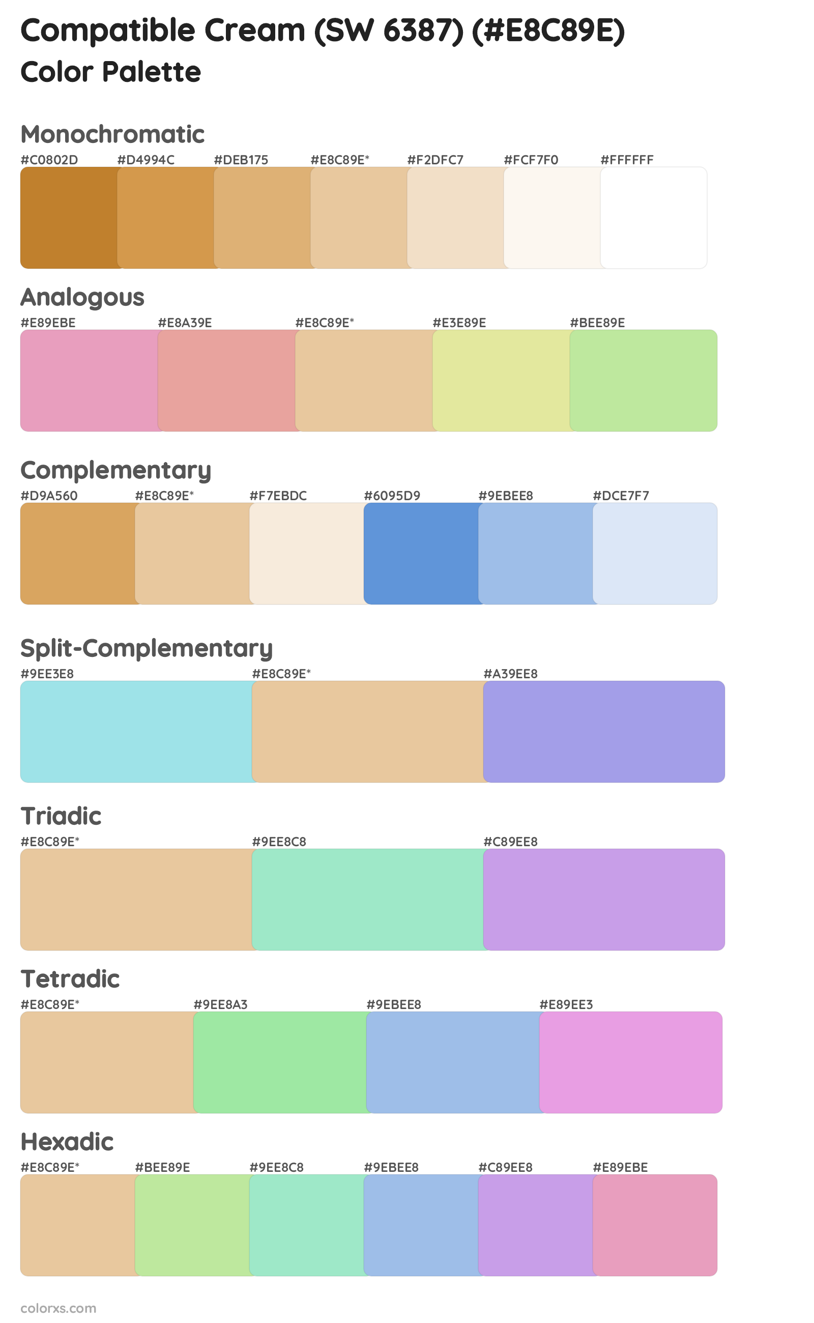 Compatible Cream (SW 6387) Color Scheme Palettes