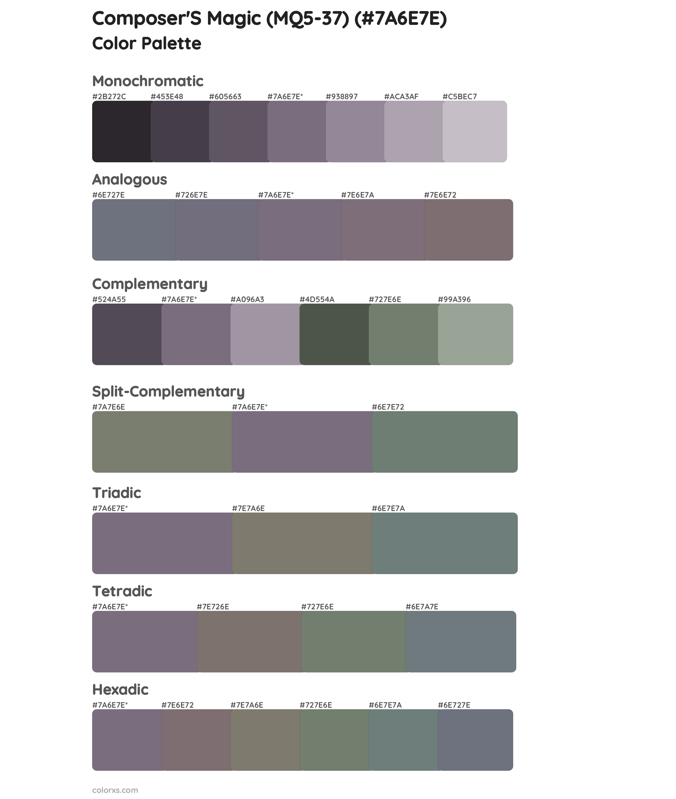 Composer'S Magic (MQ5-37) Color Scheme Palettes
