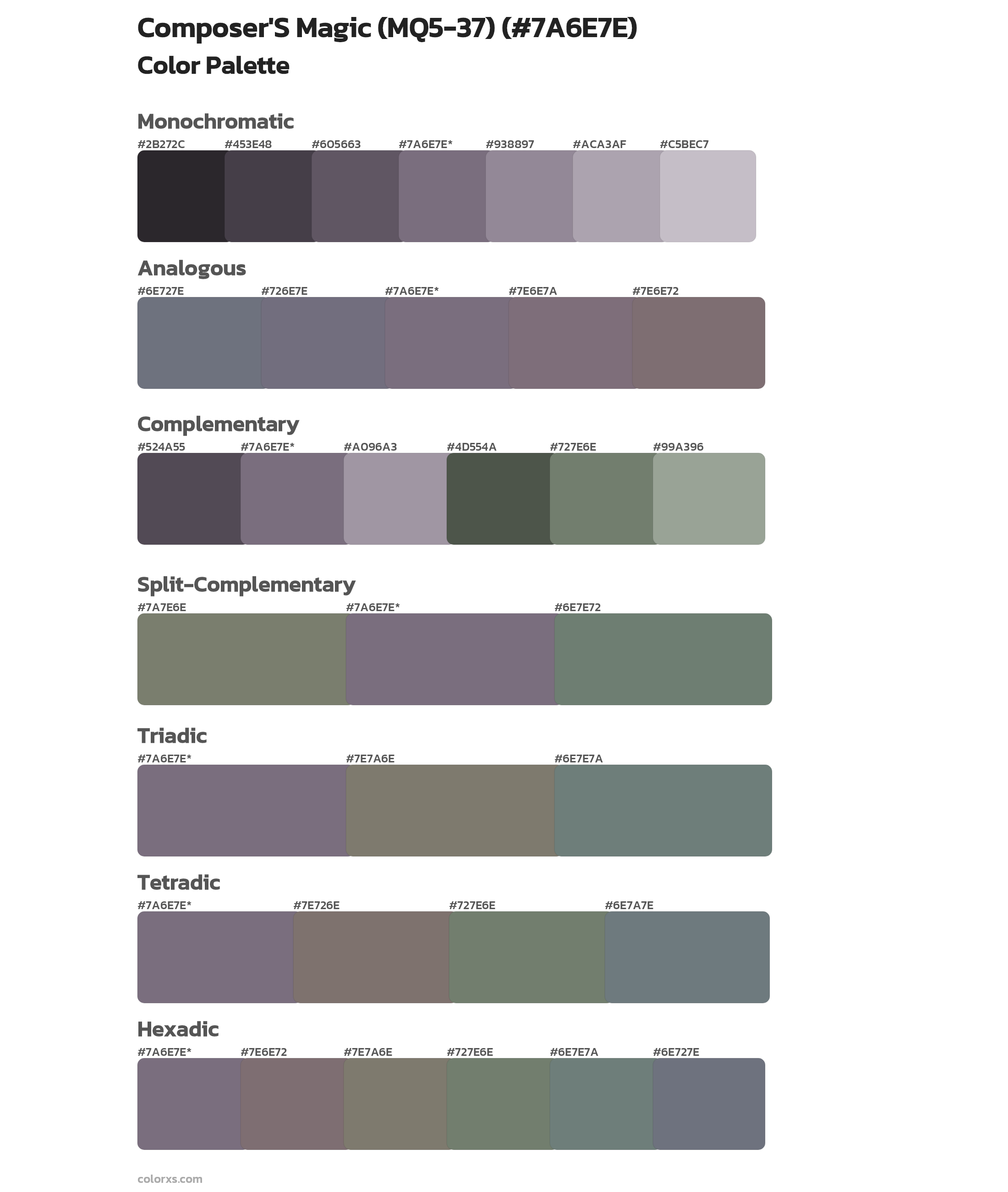 Composer'S Magic (MQ5-37) Color Scheme Palettes