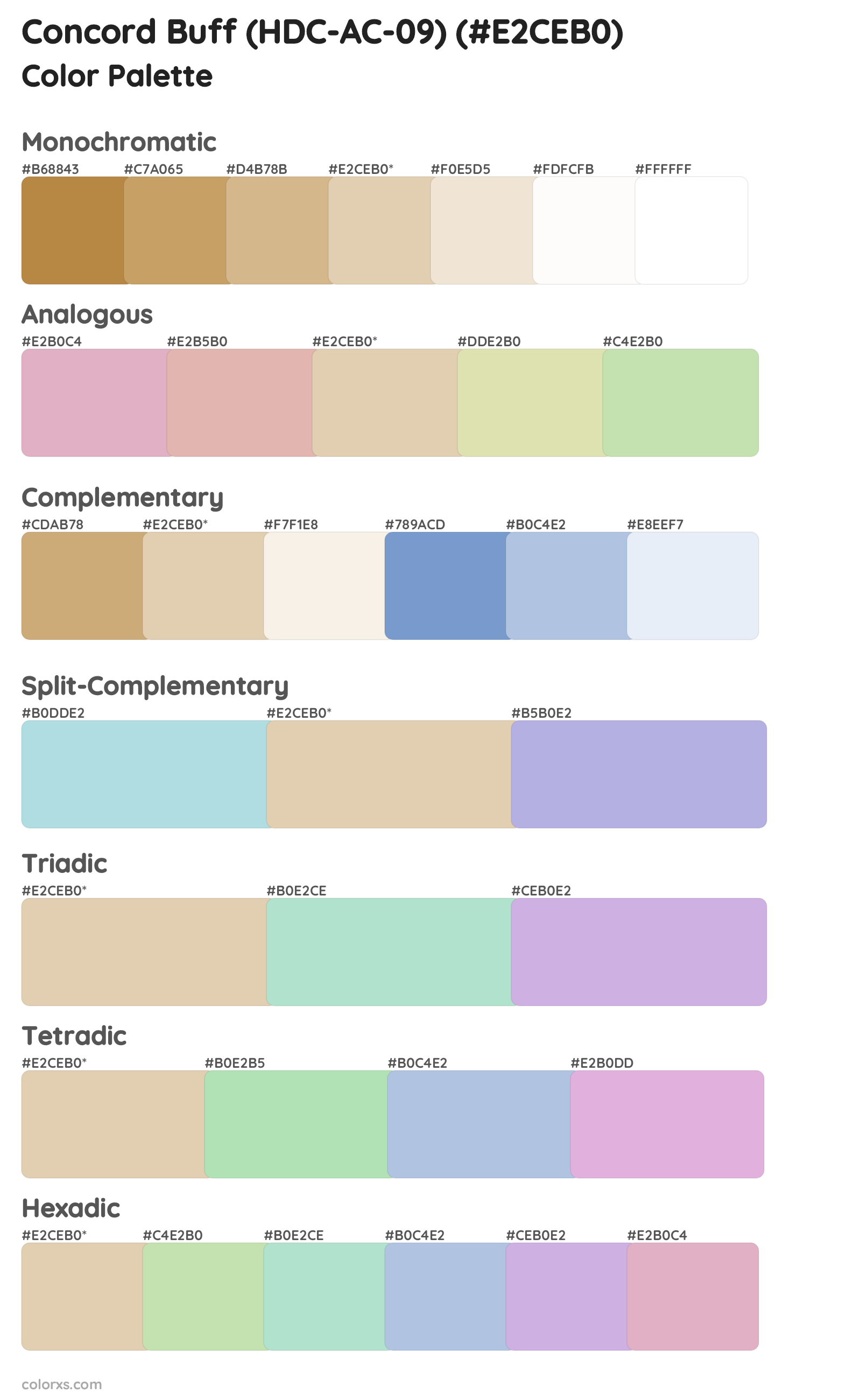 Concord Buff (HDC-AC-09) Color Scheme Palettes