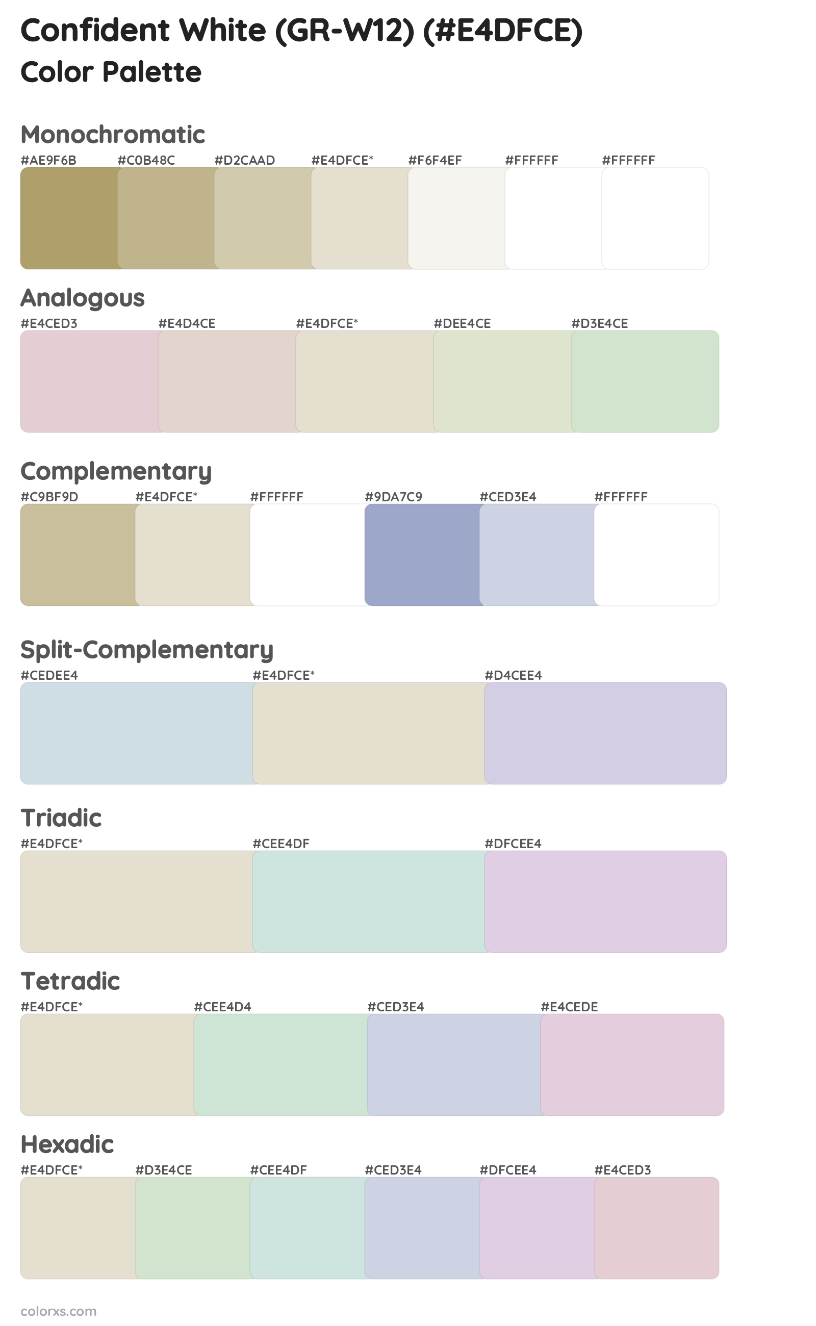 Confident White (GR-W12) Color Scheme Palettes