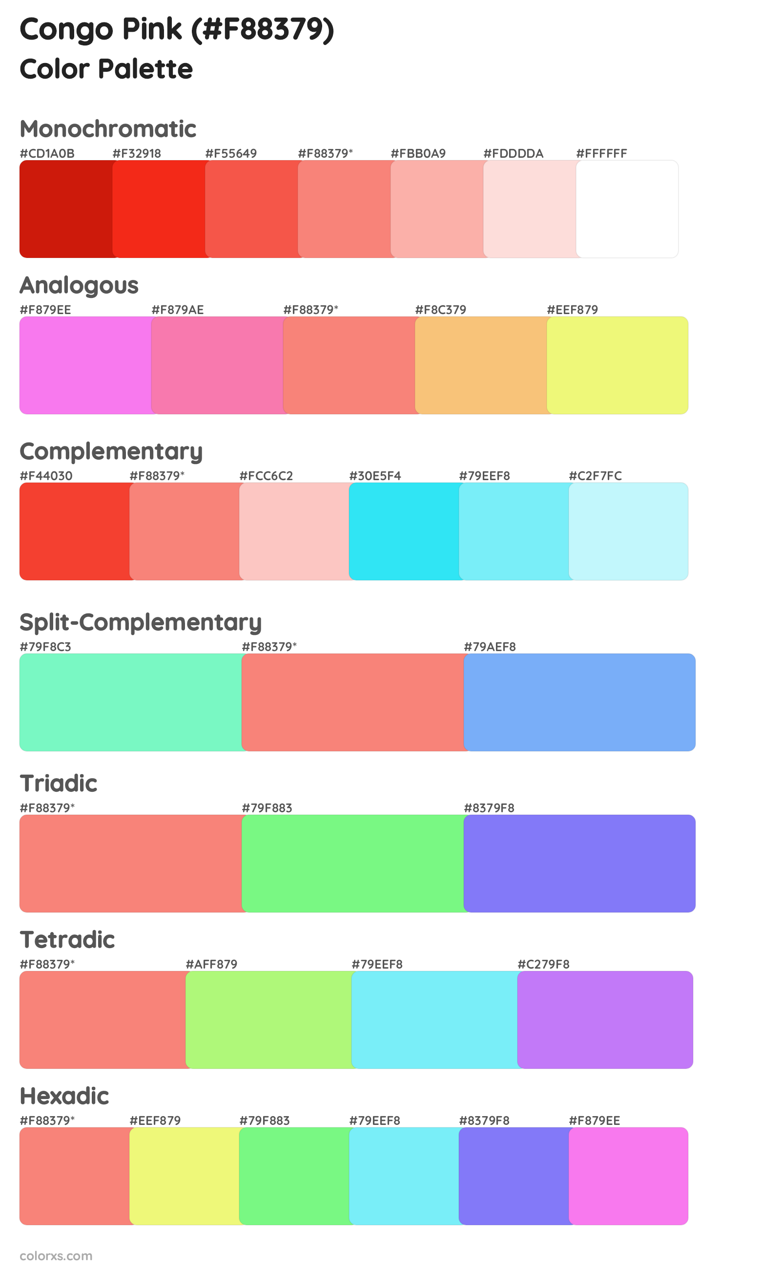 Congo Pink color palettes and color scheme combinations - colorxs.com