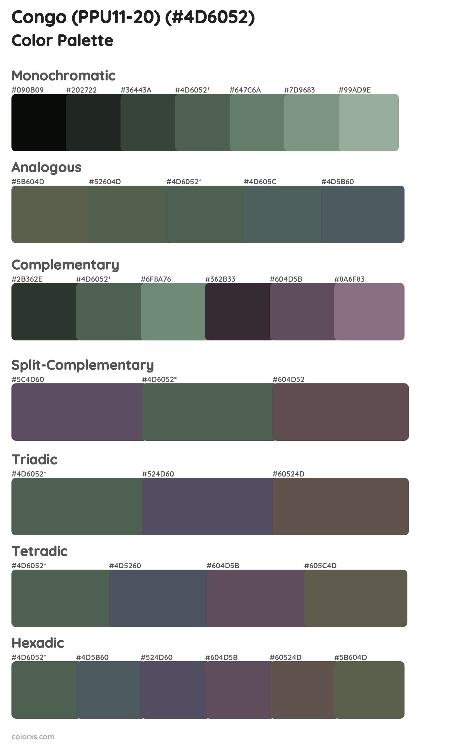 Congo (PPU11-20) Color Scheme Palettes