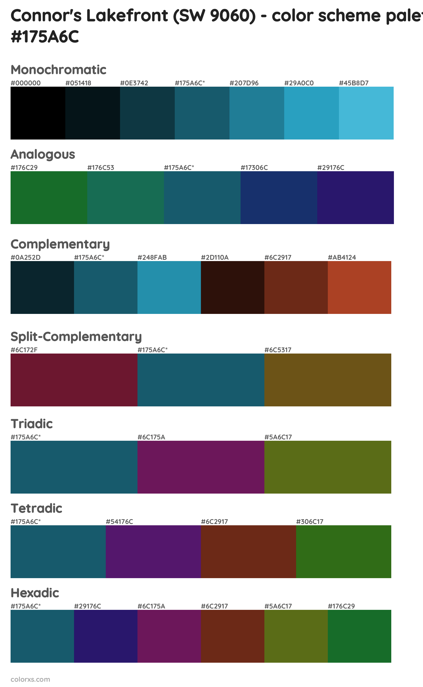 Connor's Lakefront (SW 9060) Color Scheme Palettes