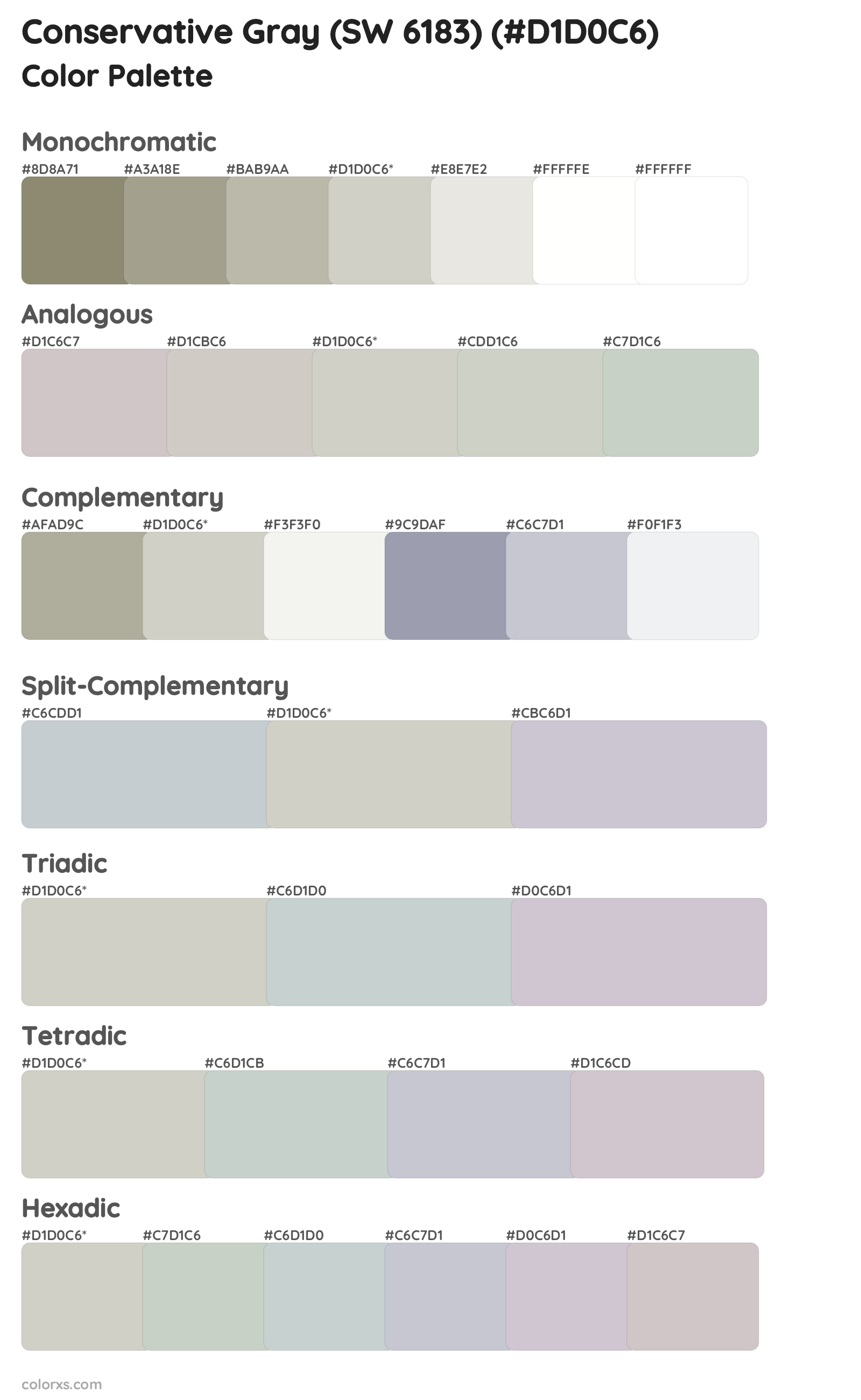 Conservative Gray (SW 6183) Color Scheme Palettes