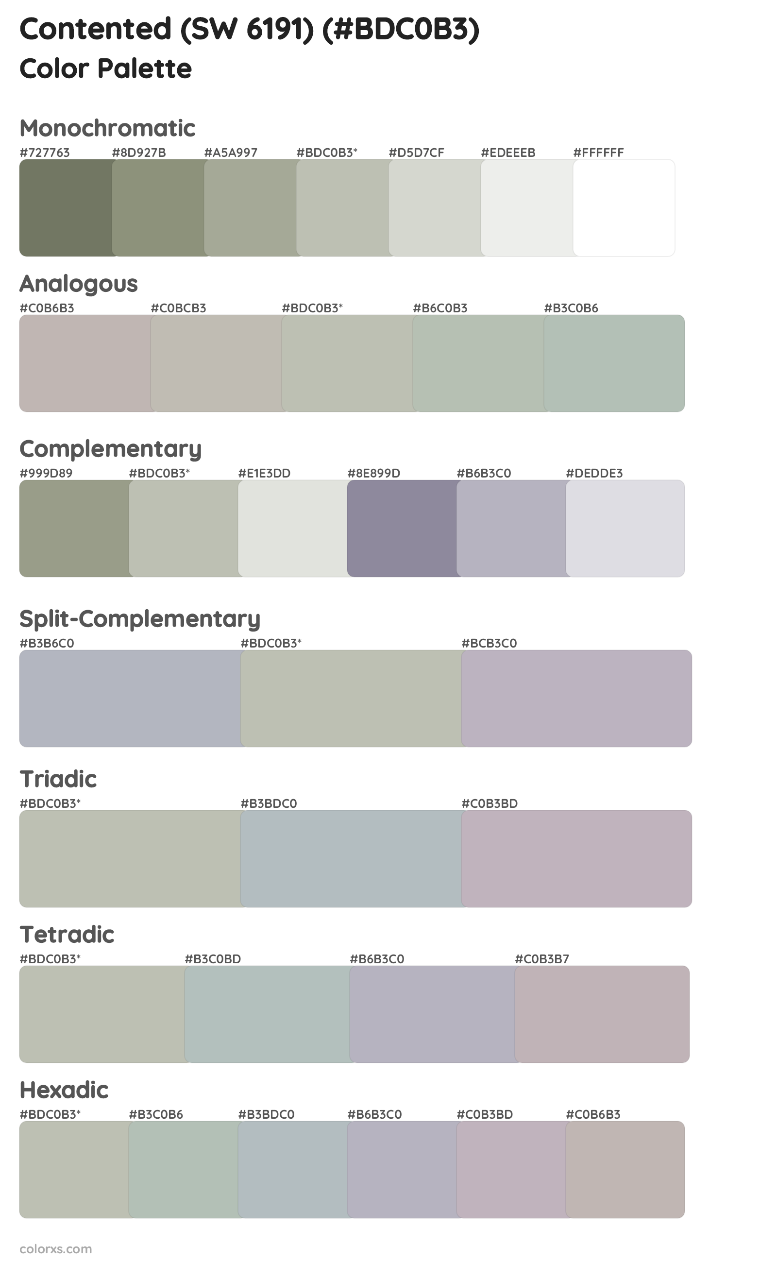 Contented (SW 6191) Color Scheme Palettes
