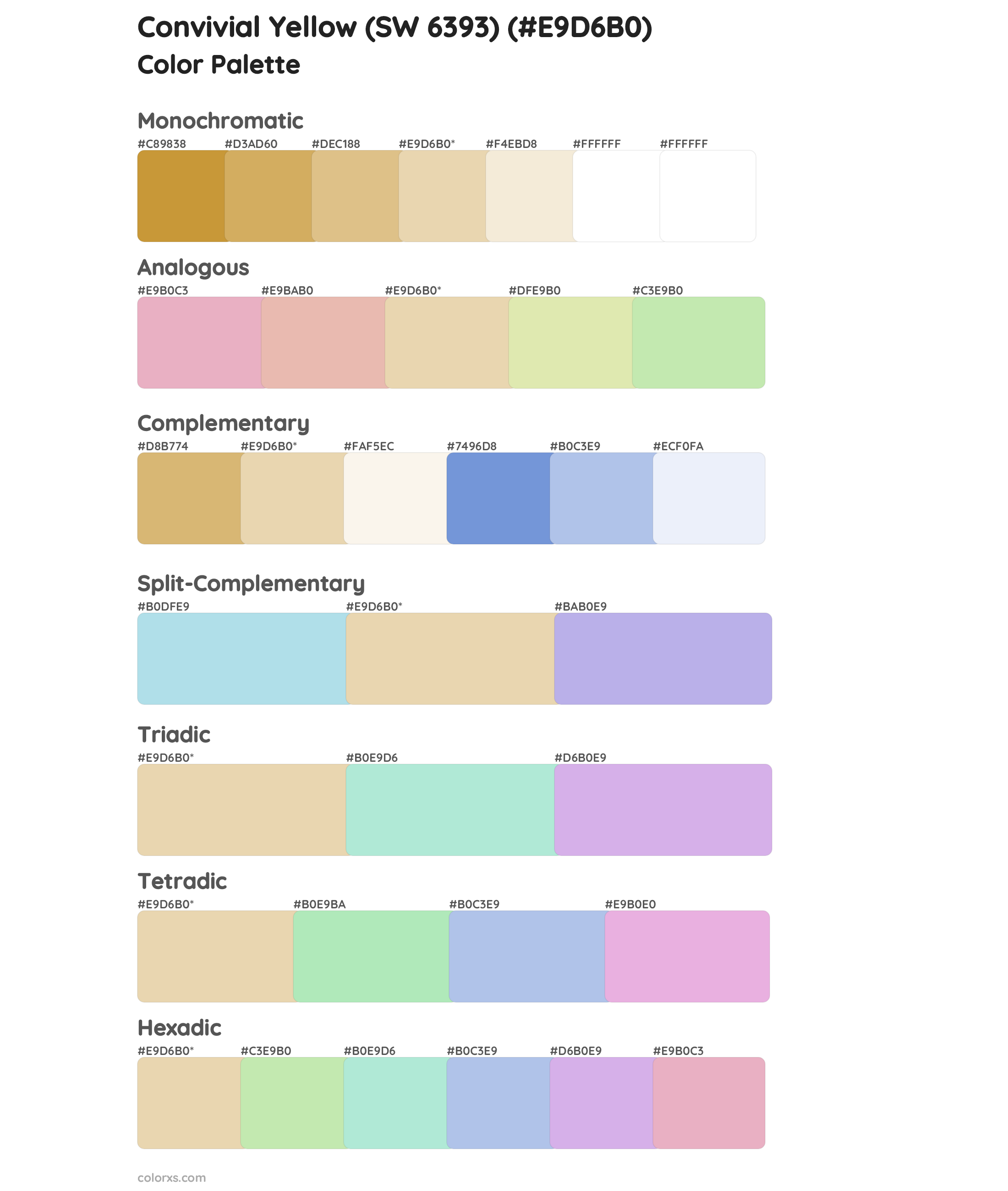 Convivial Yellow (SW 6393) Color Scheme Palettes