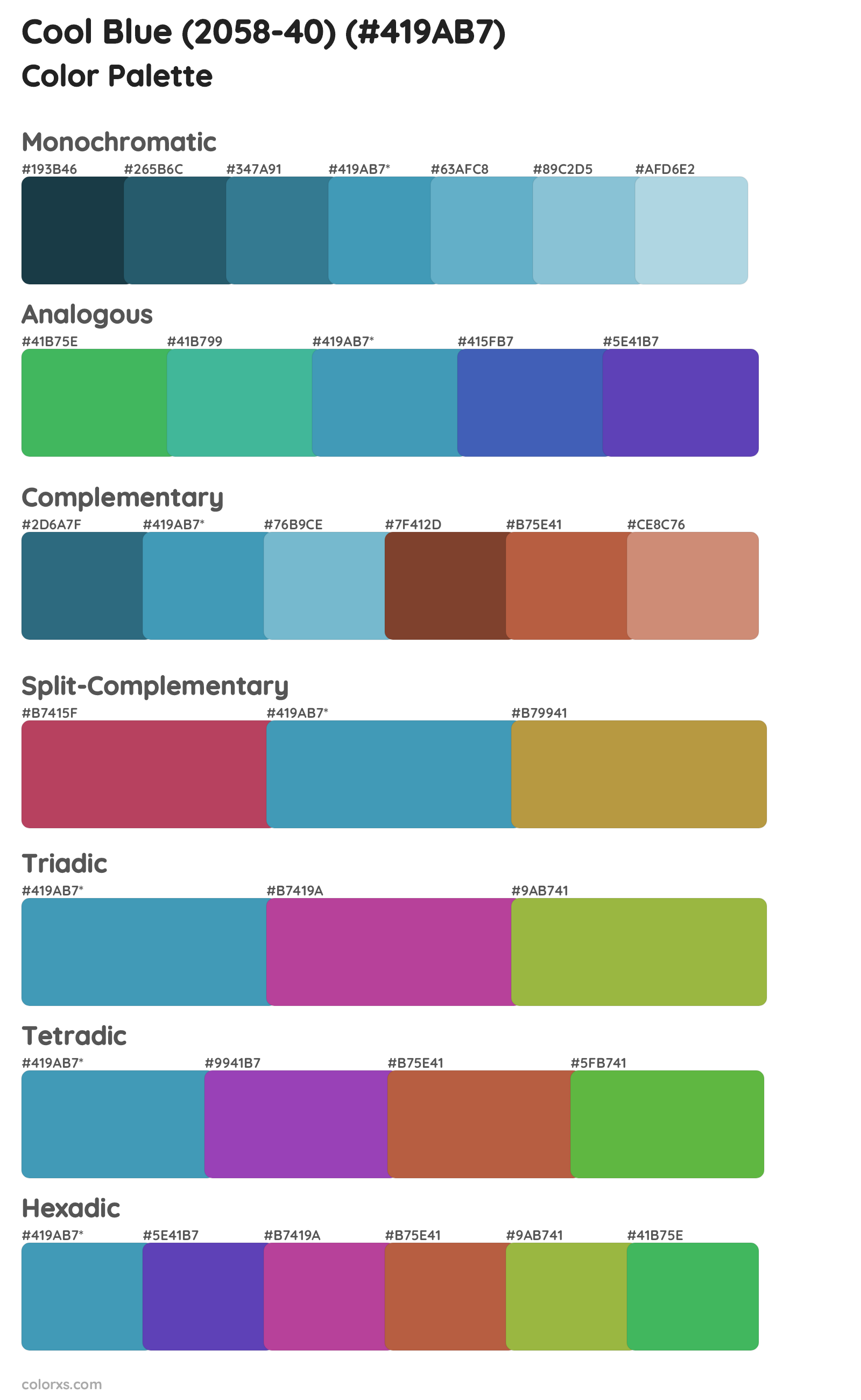 Cool Blue (2058-40) Color Scheme Palettes