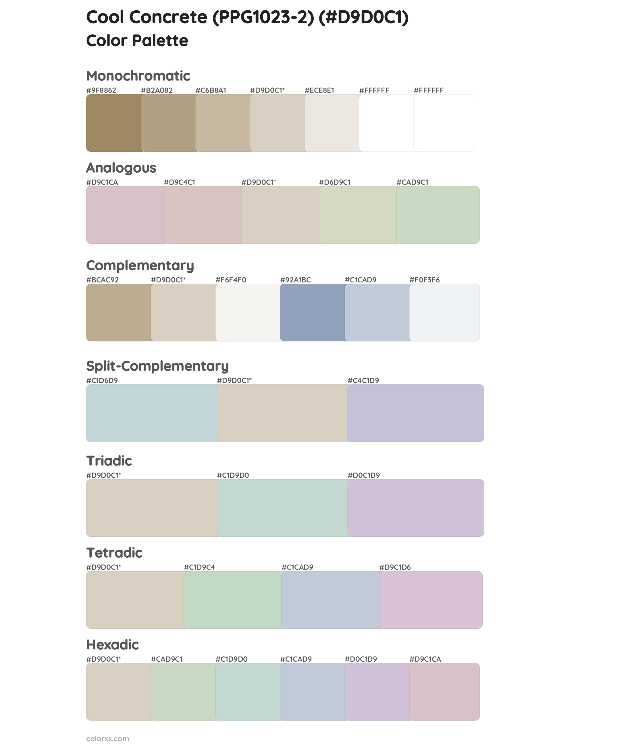 Cool Concrete (PPG1023-2) Color Scheme Palettes