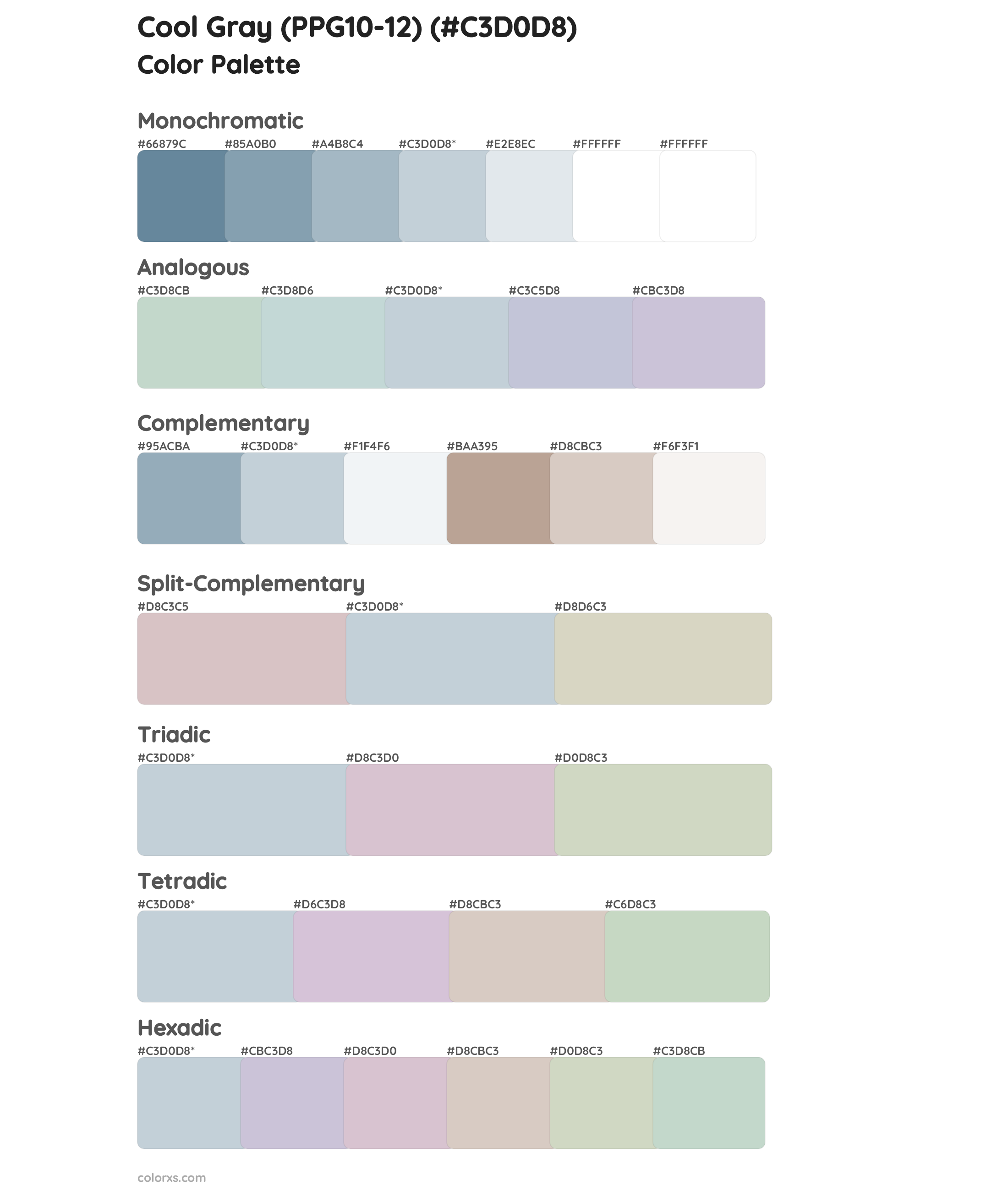 Cool Gray (PPG10-12) Color Scheme Palettes