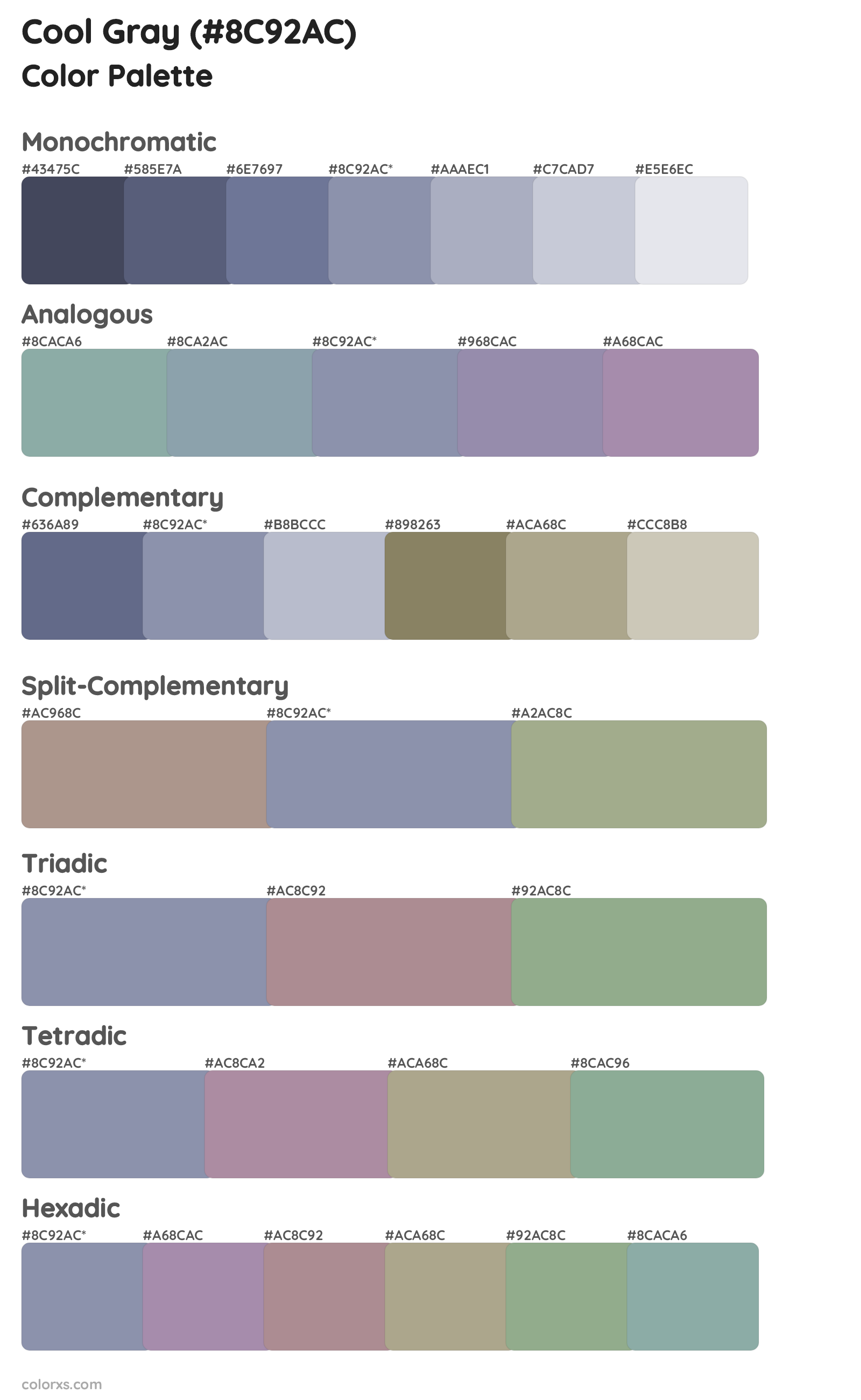 Cool Gray Color Scheme Palettes
