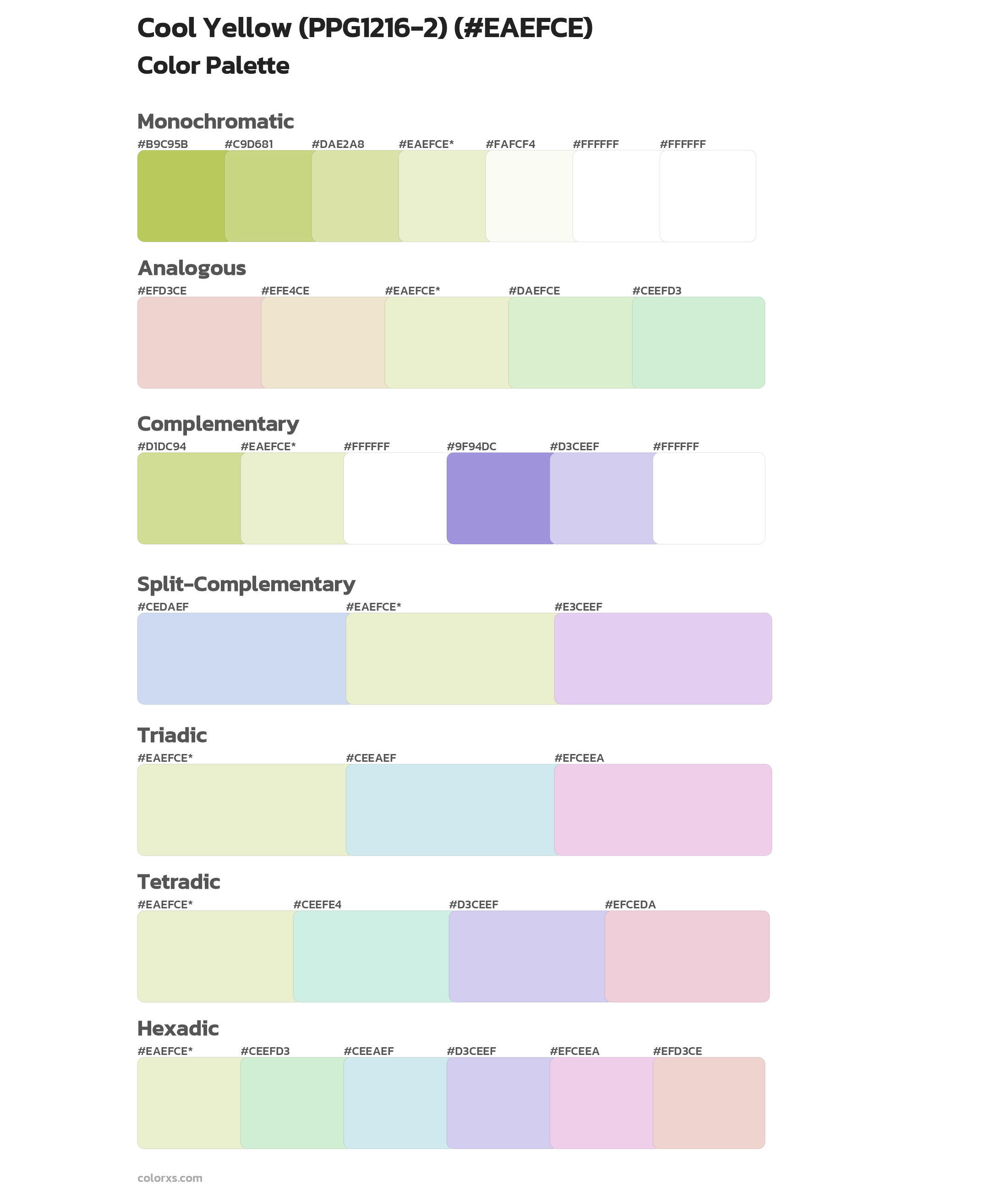 Cool Yellow (PPG1216-2) Color Scheme Palettes