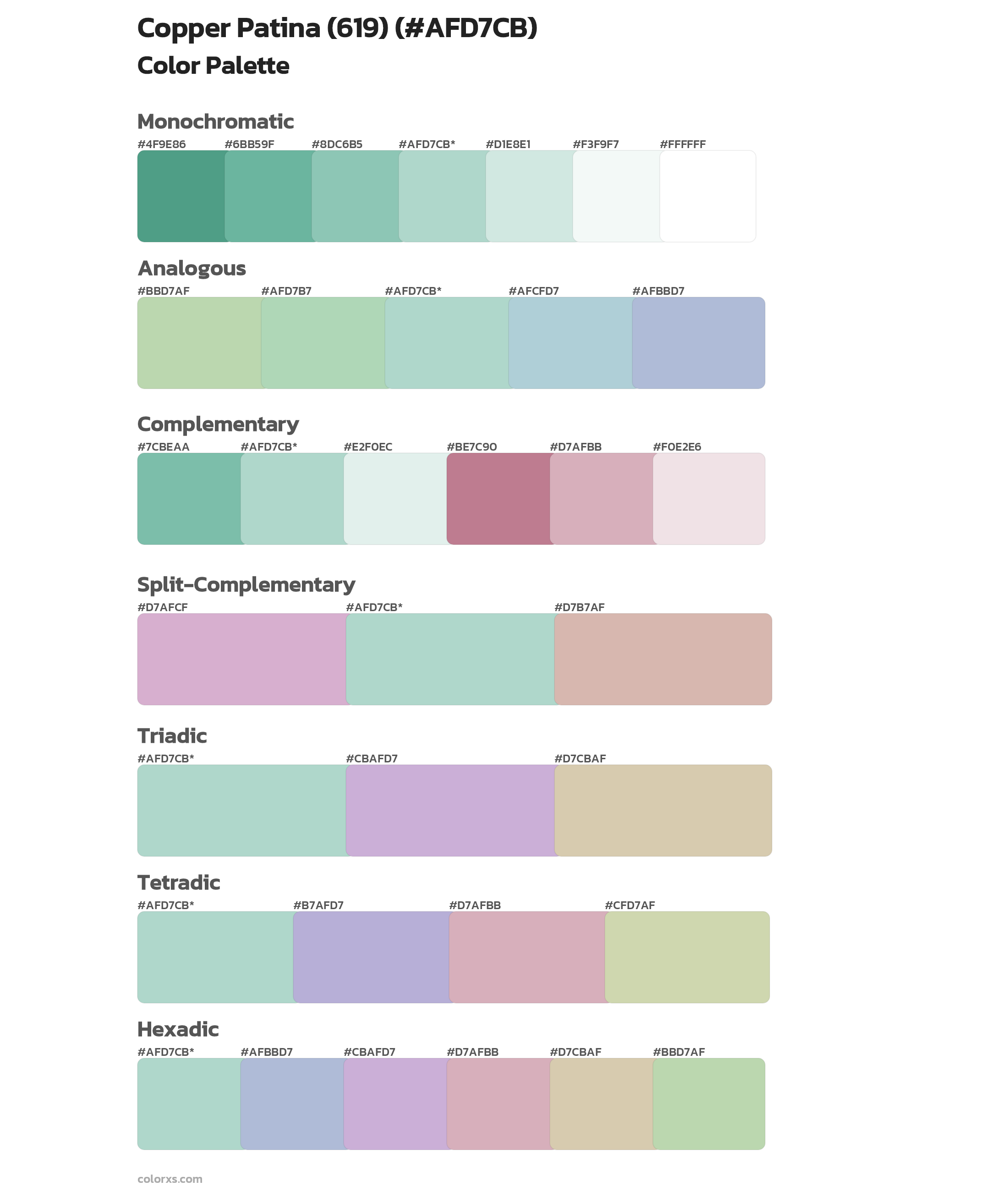 Copper Patina (619) Color Scheme Palettes