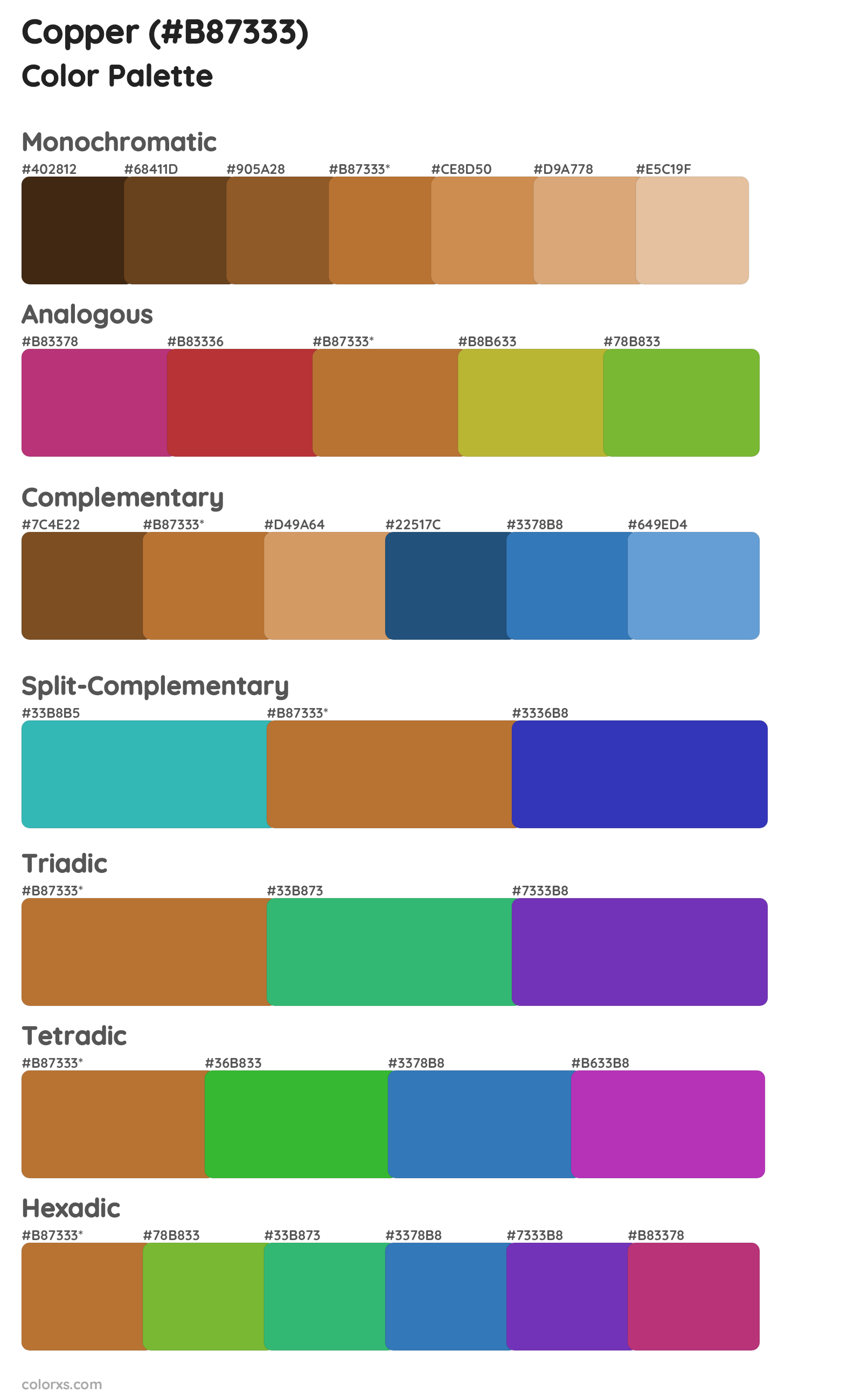 Copper Color Scheme Palettes