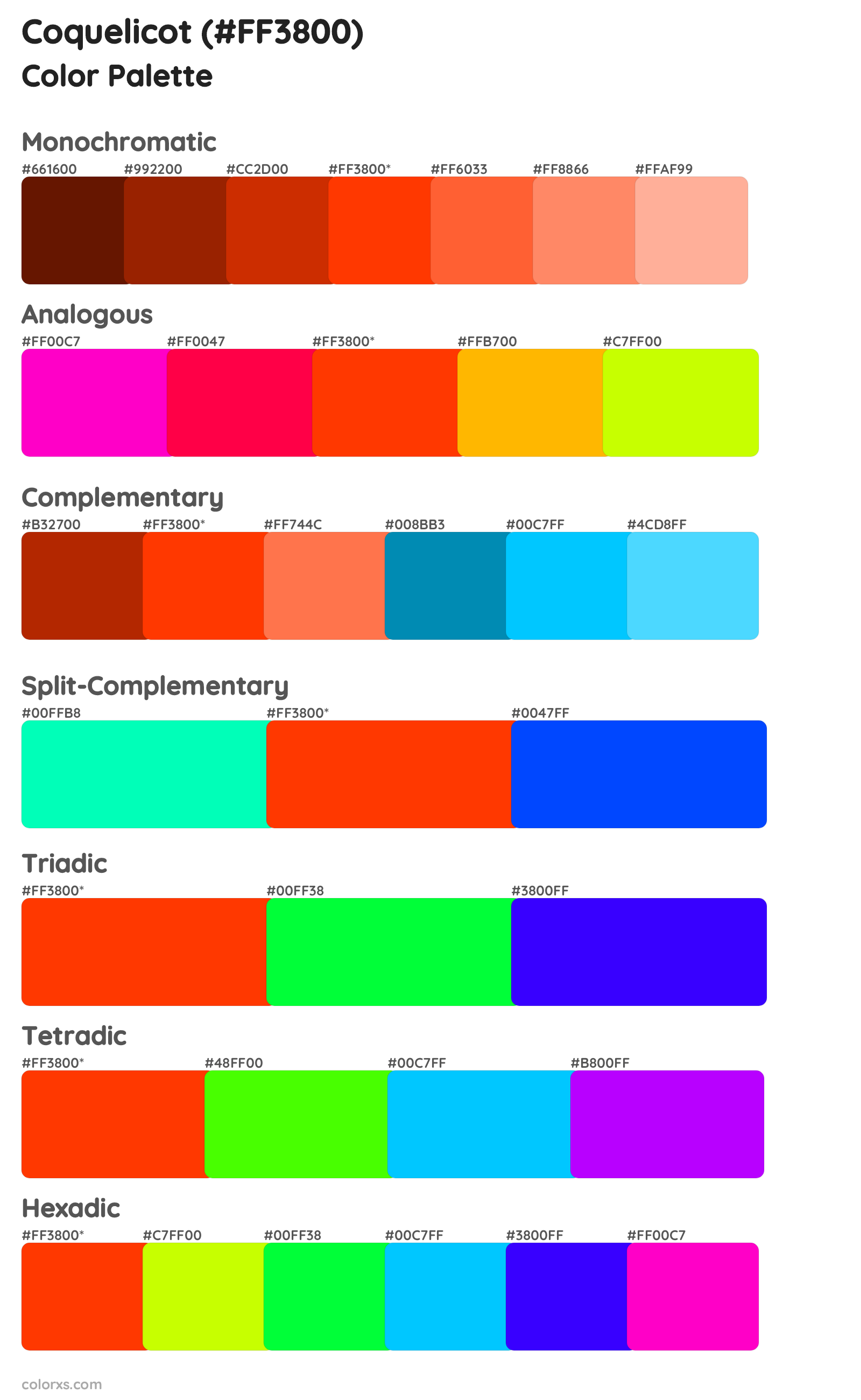 Coquelicot Color Scheme Palettes