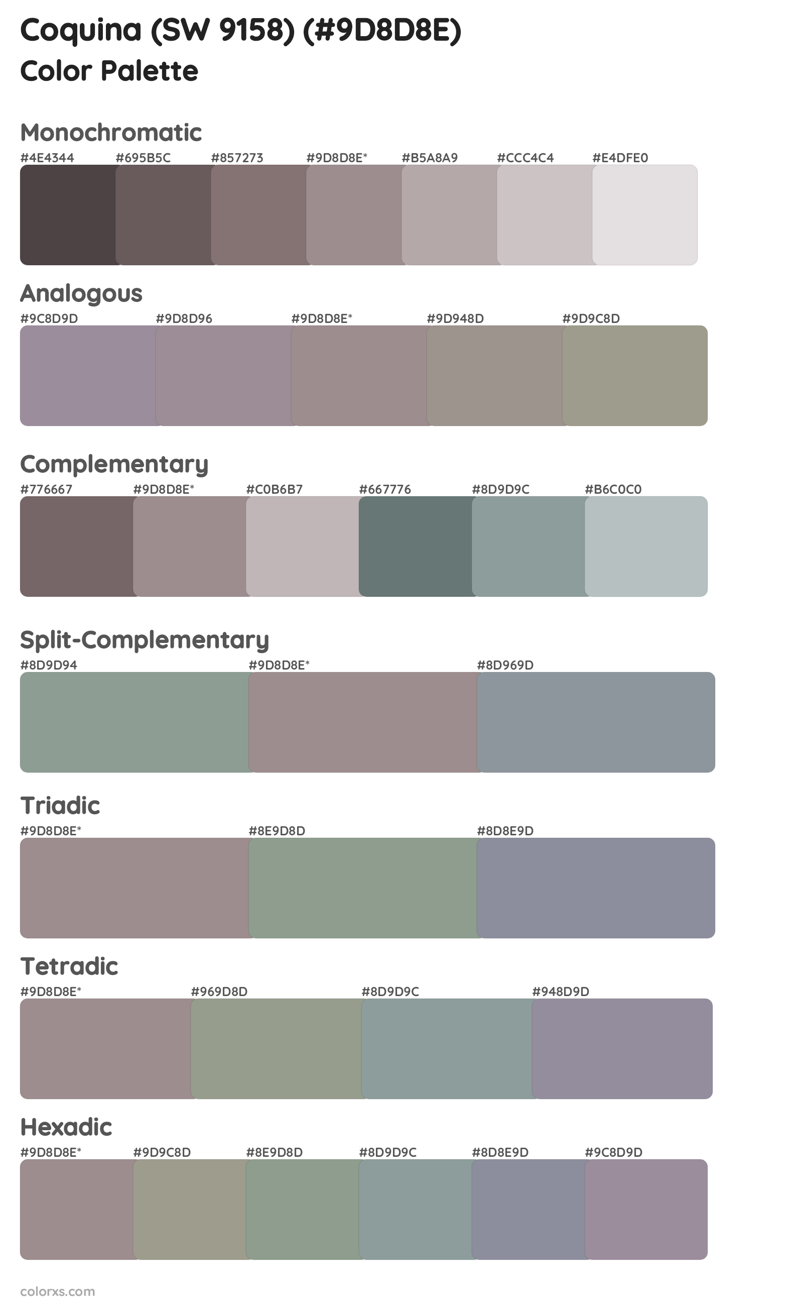 Coquina (SW 9158) Color Scheme Palettes