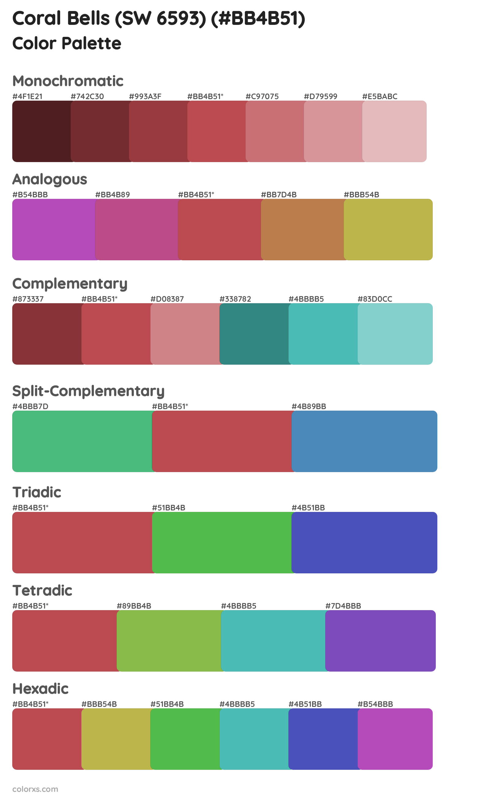 Coral Bells (SW 6593) Color Scheme Palettes