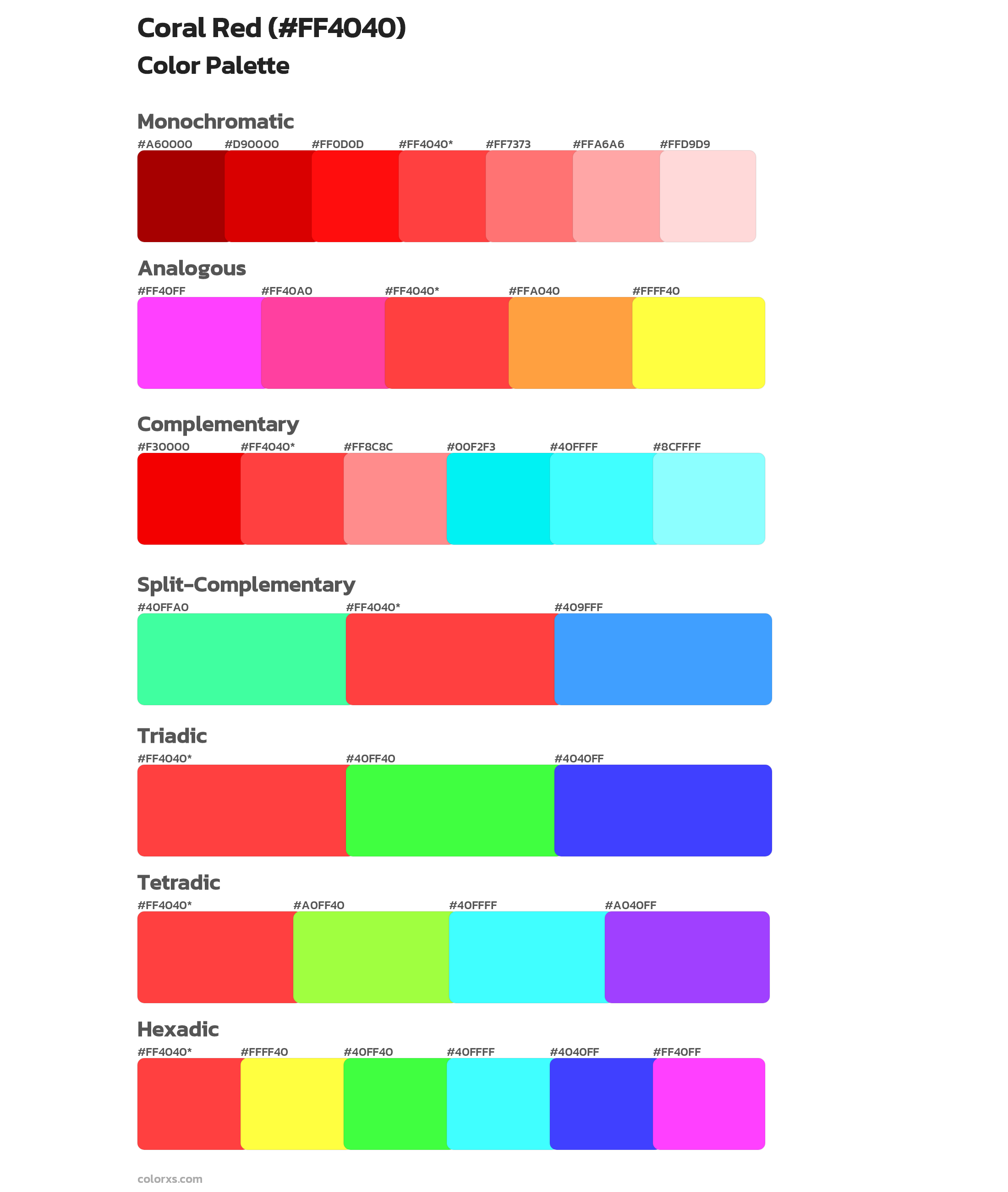 Coral Red Color Scheme Palettes