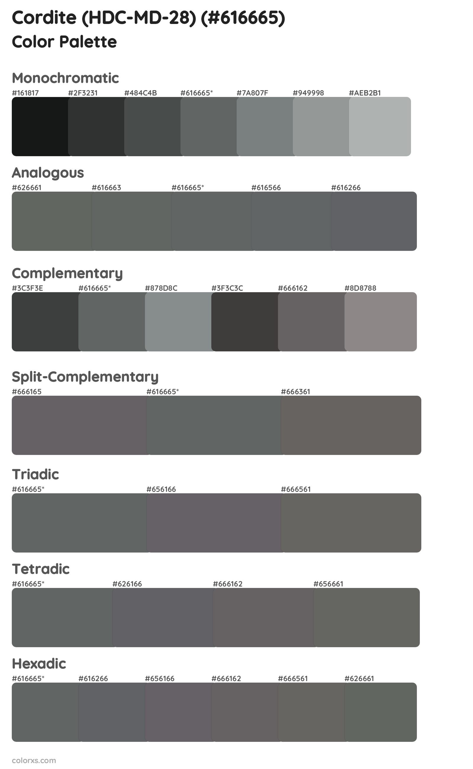 Cordite (HDC-MD-28) Color Scheme Palettes