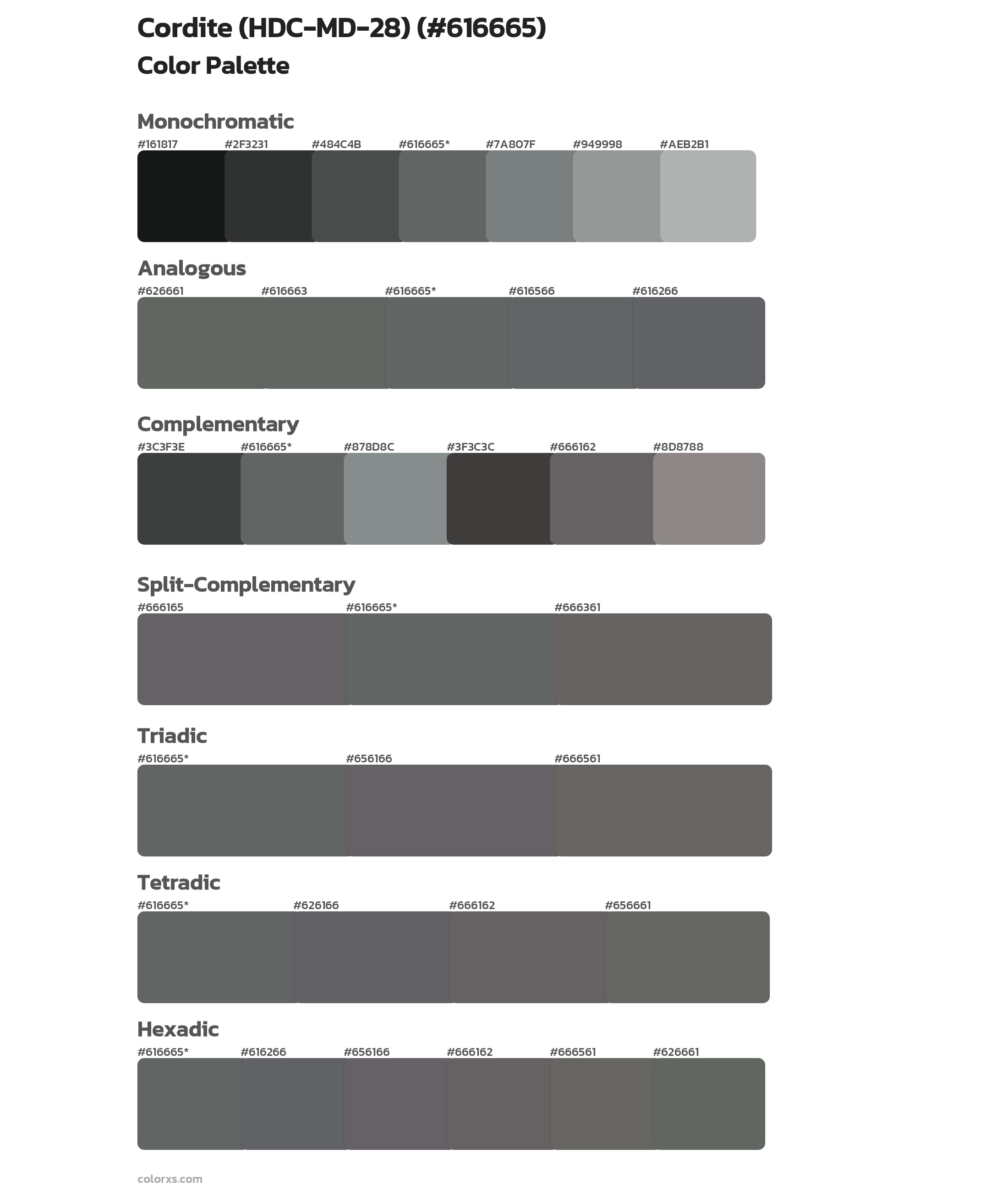 Cordite (HDC-MD-28) Color Scheme Palettes