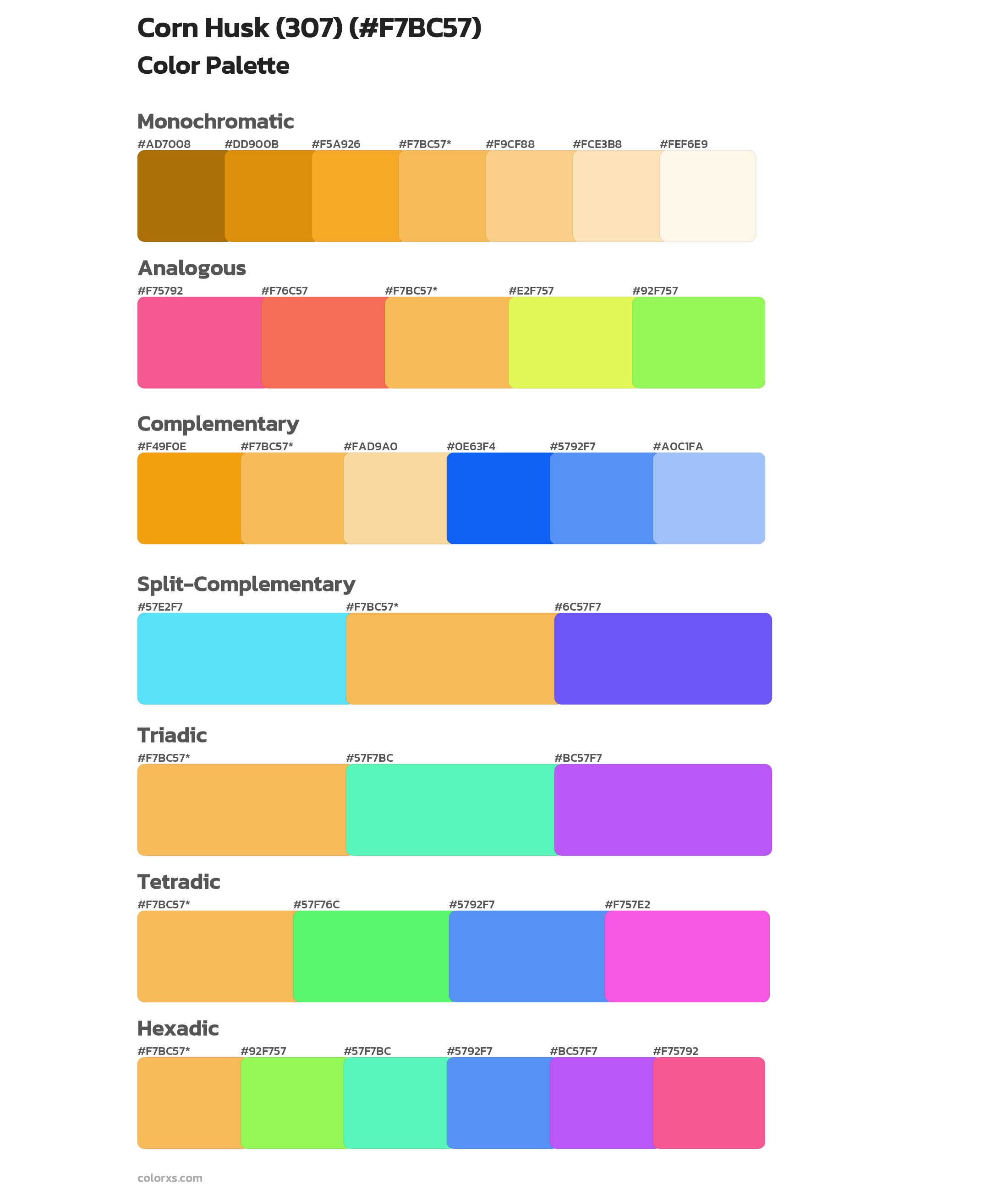 Corn Husk (307) Color Scheme Palettes