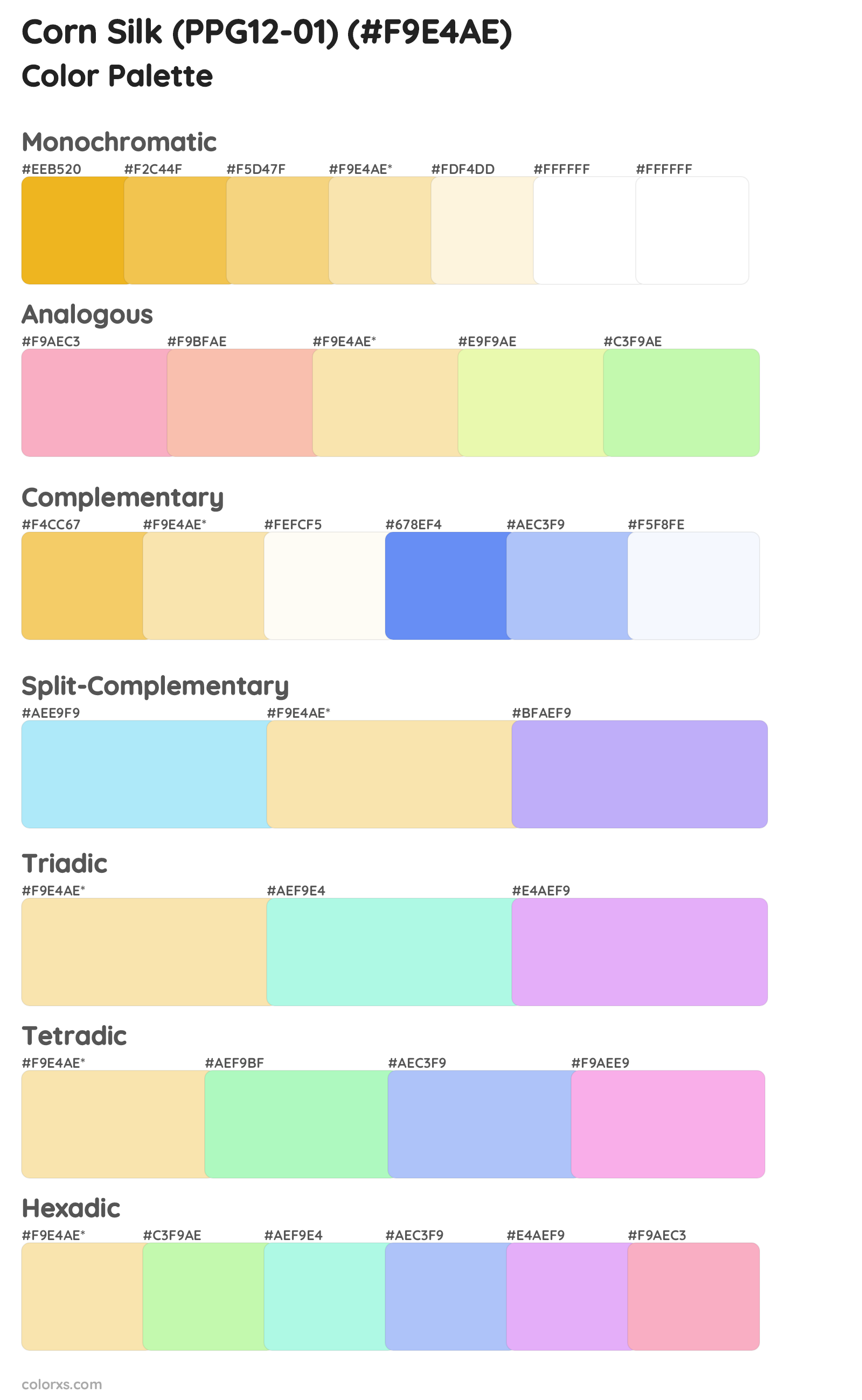 Corn Silk (PPG12-01) Color Scheme Palettes