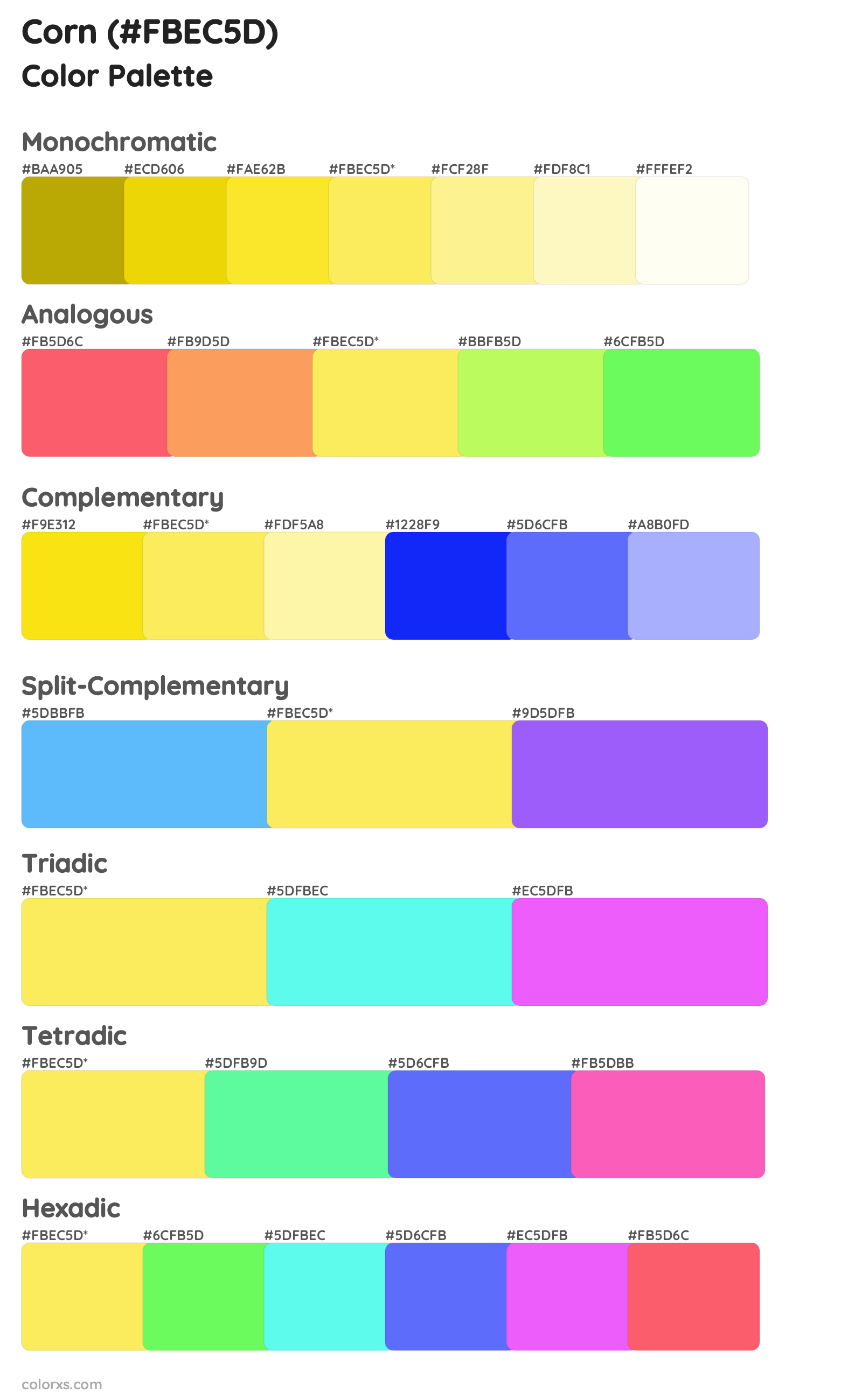 Corn Color Scheme Palettes