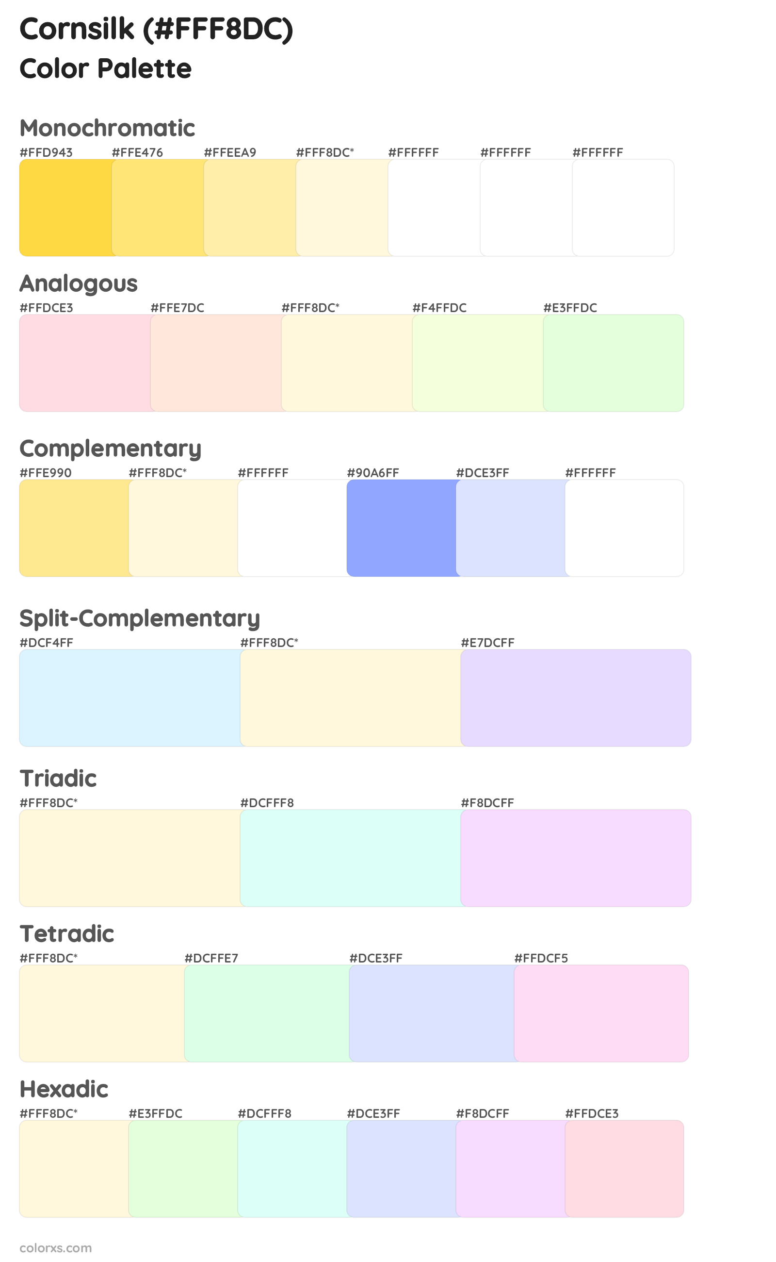 Cornsilk Color Scheme Palettes
